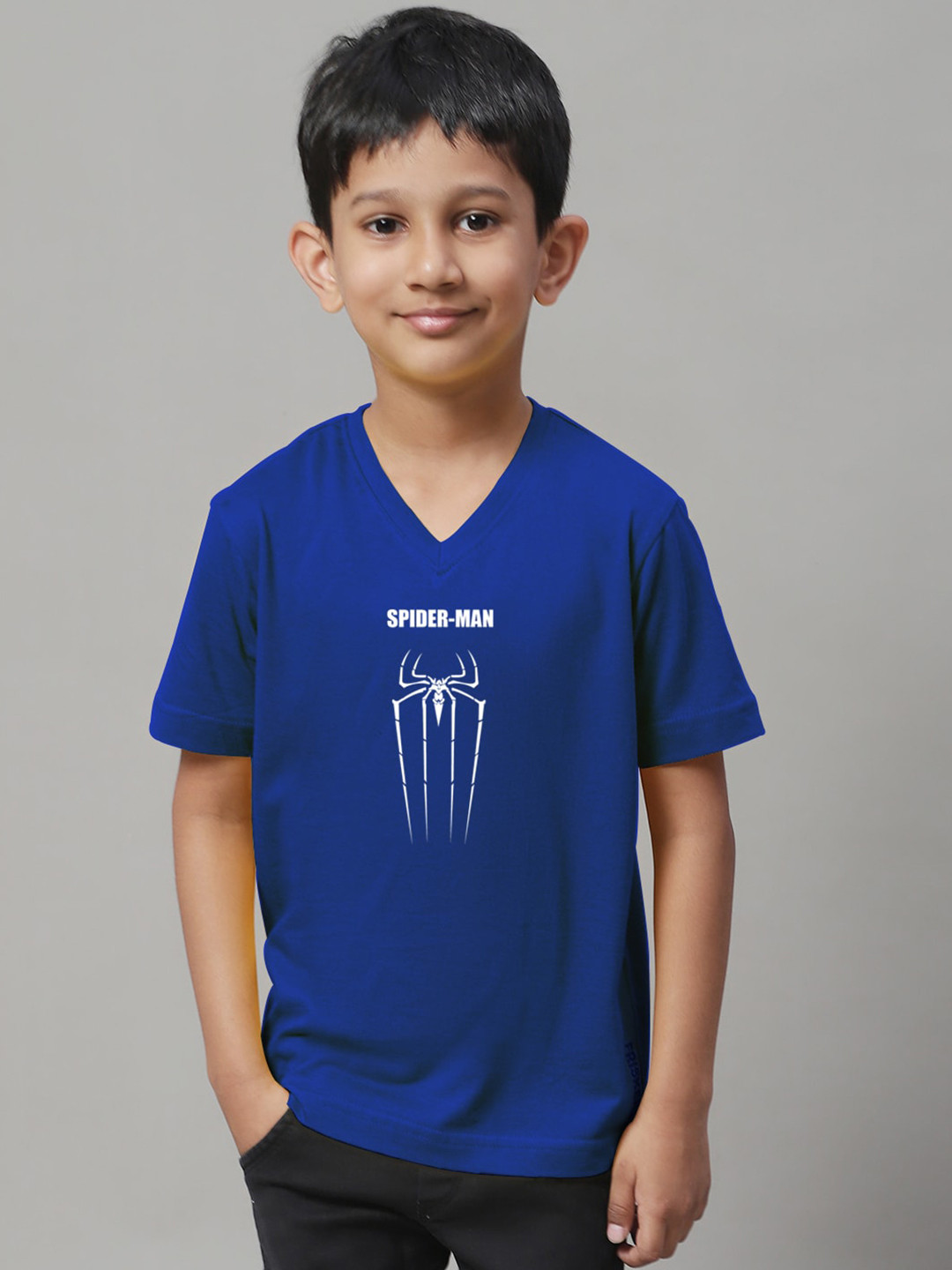 

Friskers Boys Graphic Printed V-Neck Pure Cotton T-Shirt, Blue