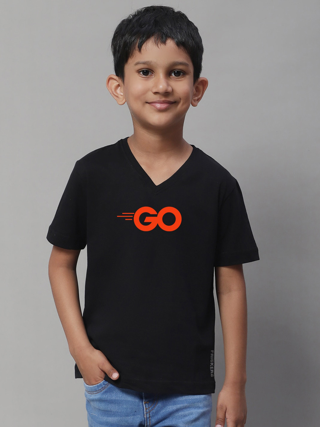 

Friskers Boys Typography Printed Slim Fit Pure Cotton T-shirt, Black