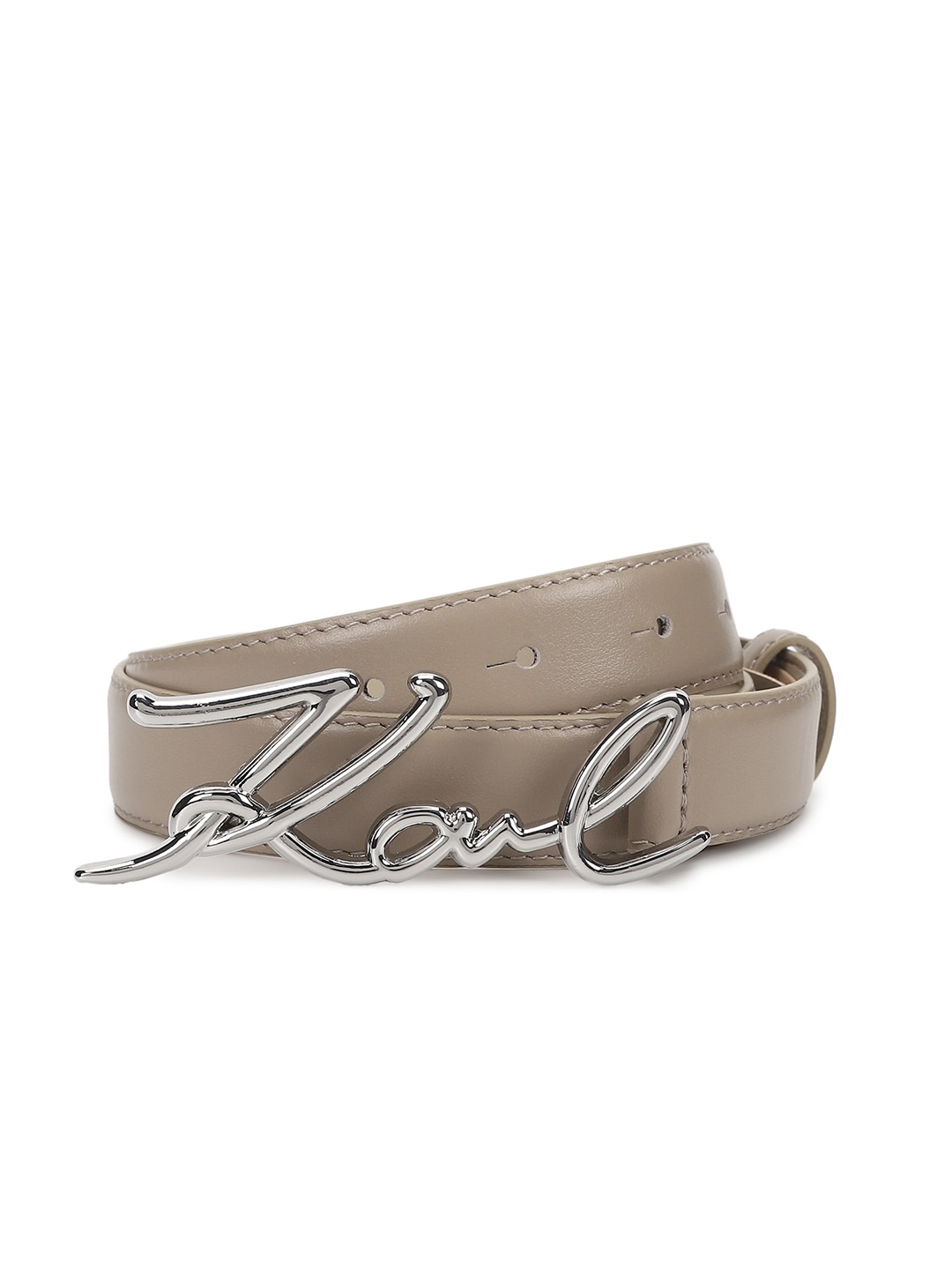 

Karl Lagerfeld Women Textured Leather Belt, Grey