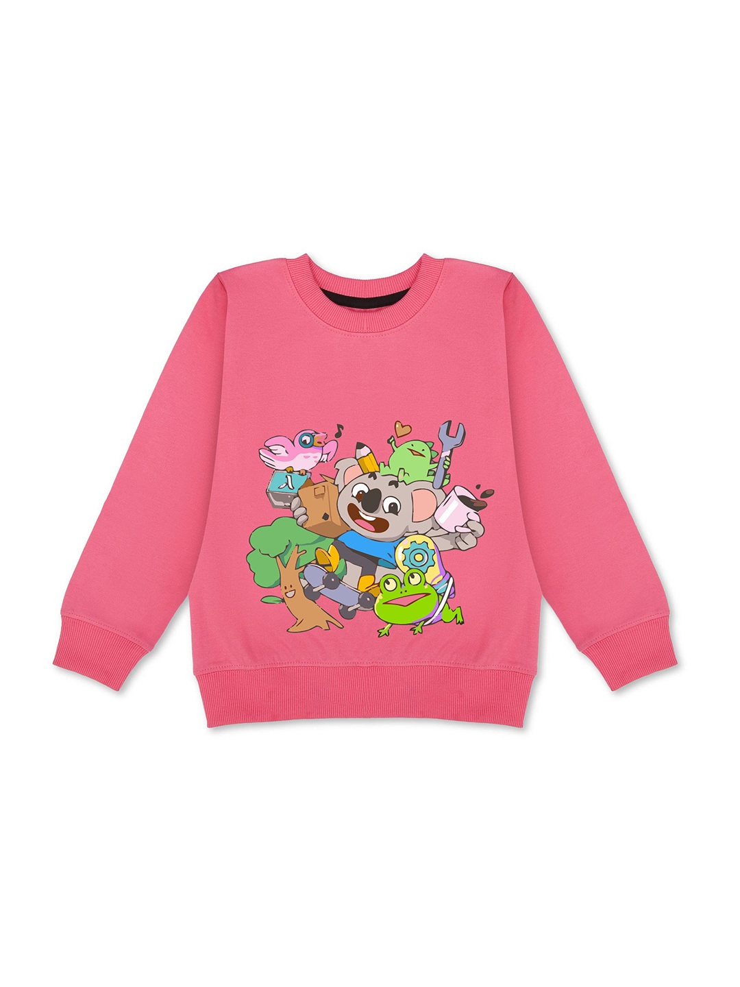 

HERE&NOW Girls Graphic Printed Fleece Sweatshirt, Pink