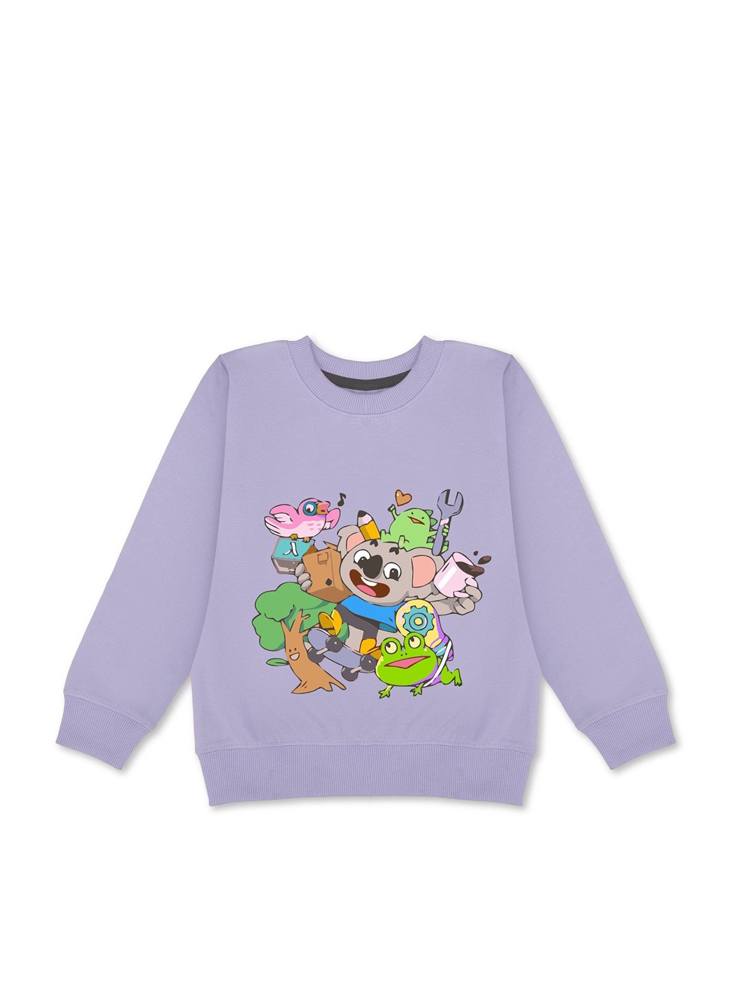 

HERE&NOW Girls Graphic Printed Cotton Sweatshirt, Purple
