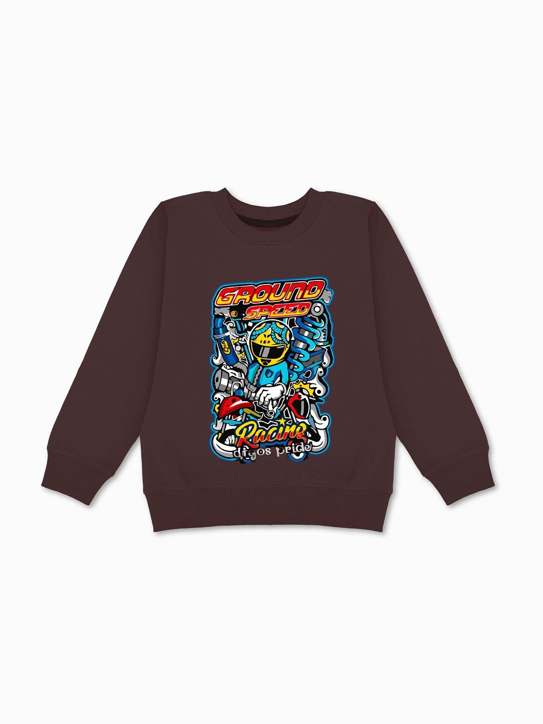

HERE&NOW Boys Brown Graphic Printed Fleece Sweatshirt