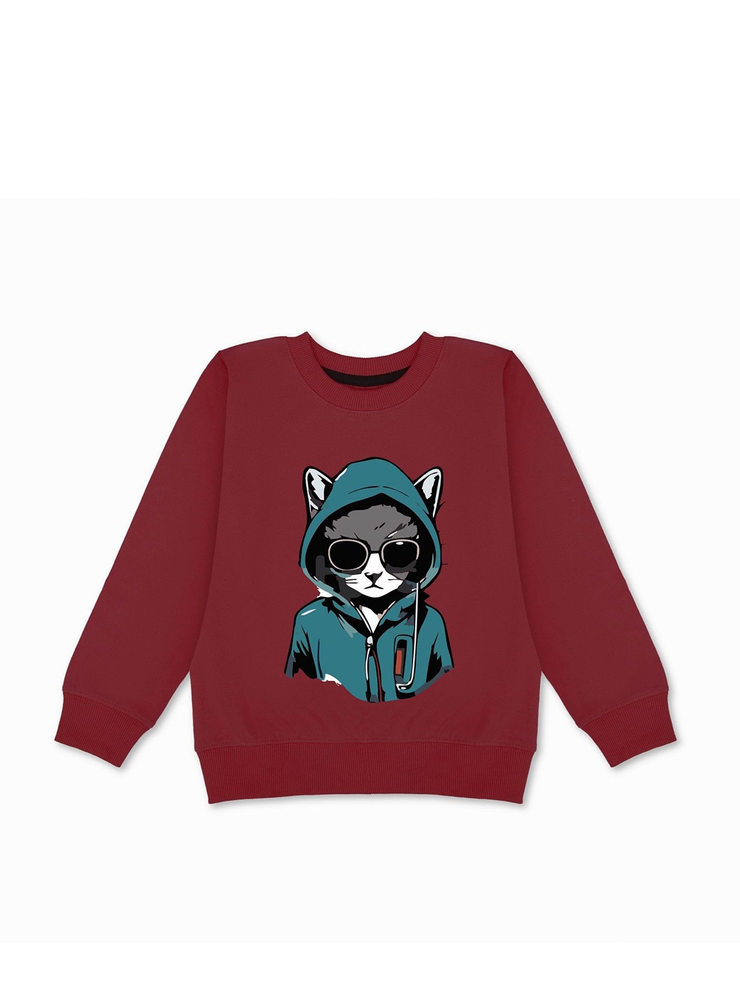 

HERE&NOW Boys Maroon Graphic Printed Fleece Sweatshirt
