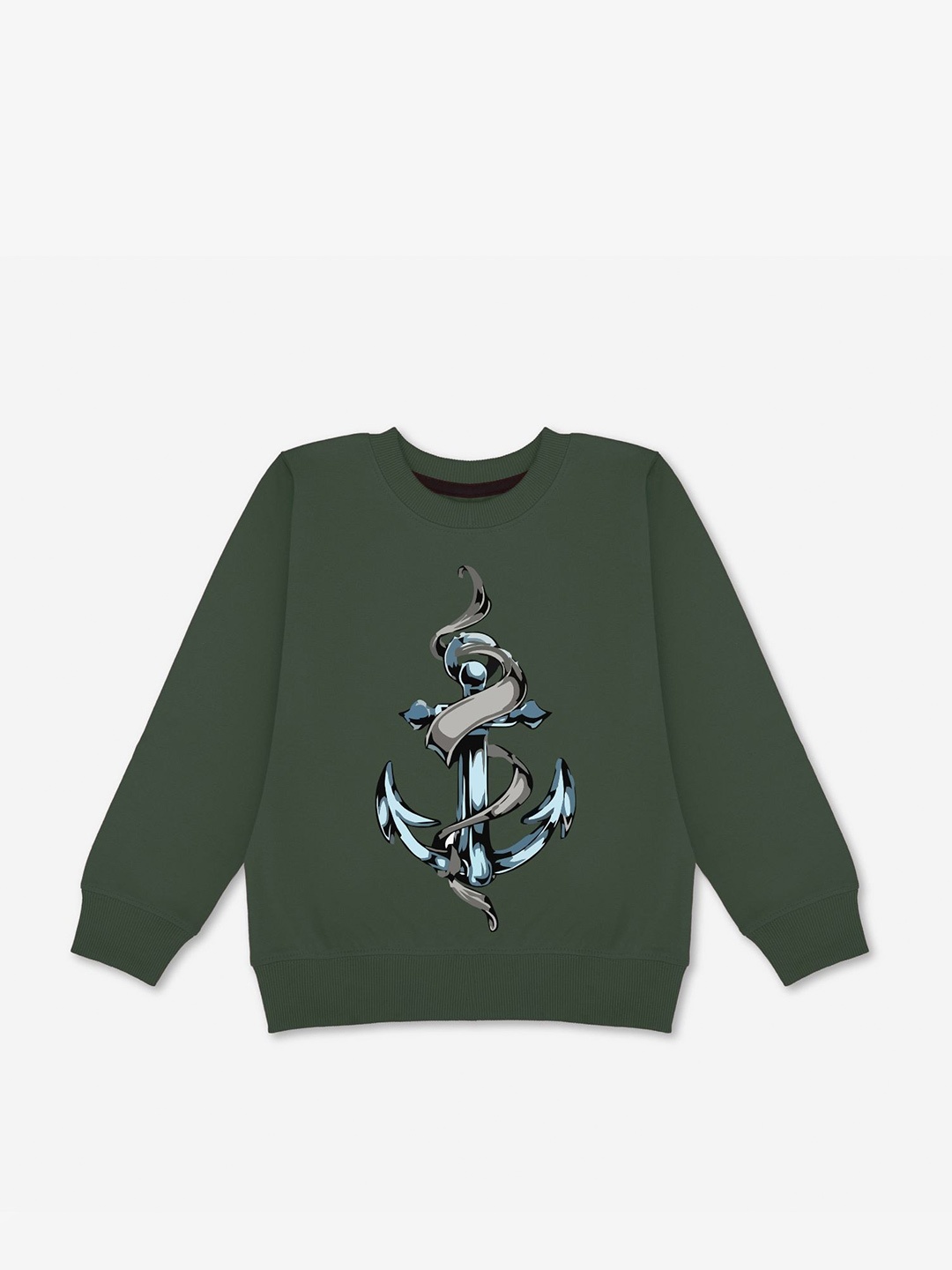 

HERE&NOW Boys Green Graphic Printed Fleece Sweatshirt