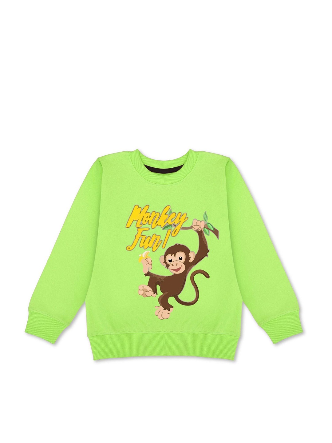 

HERE&NOW Boys Lime Green Graphic Printed Fleece Sweatshirt