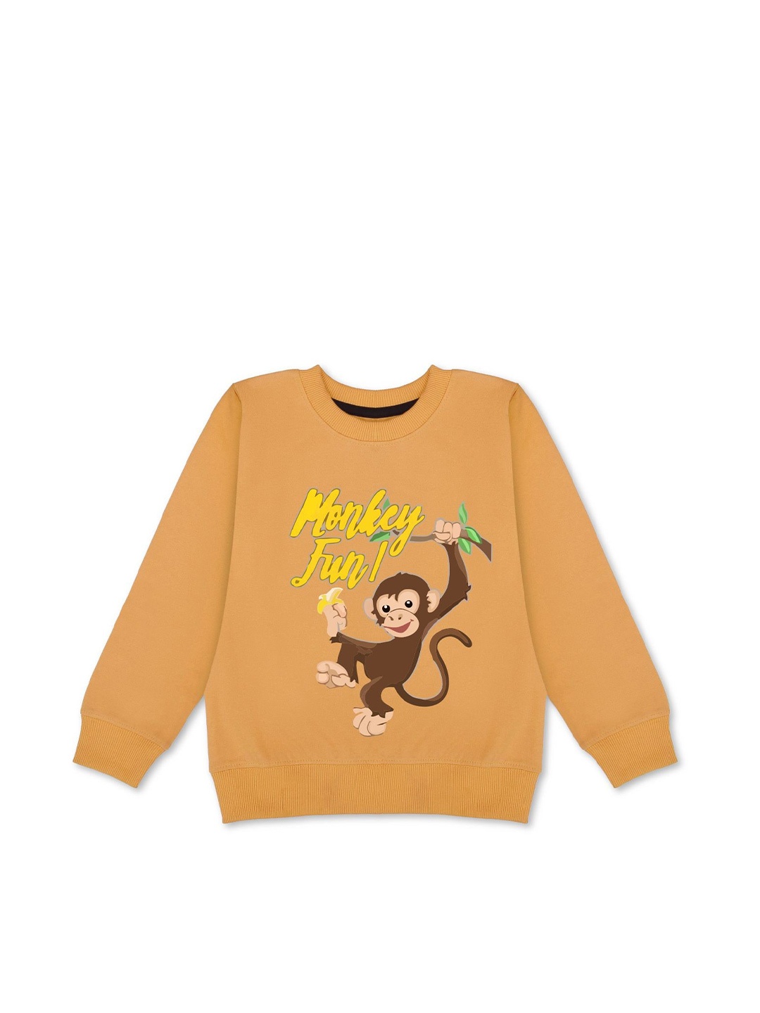 

HERE&NOW Boys Graphic Printed Fleece Sweatshirt Sweatshirt, Mustard