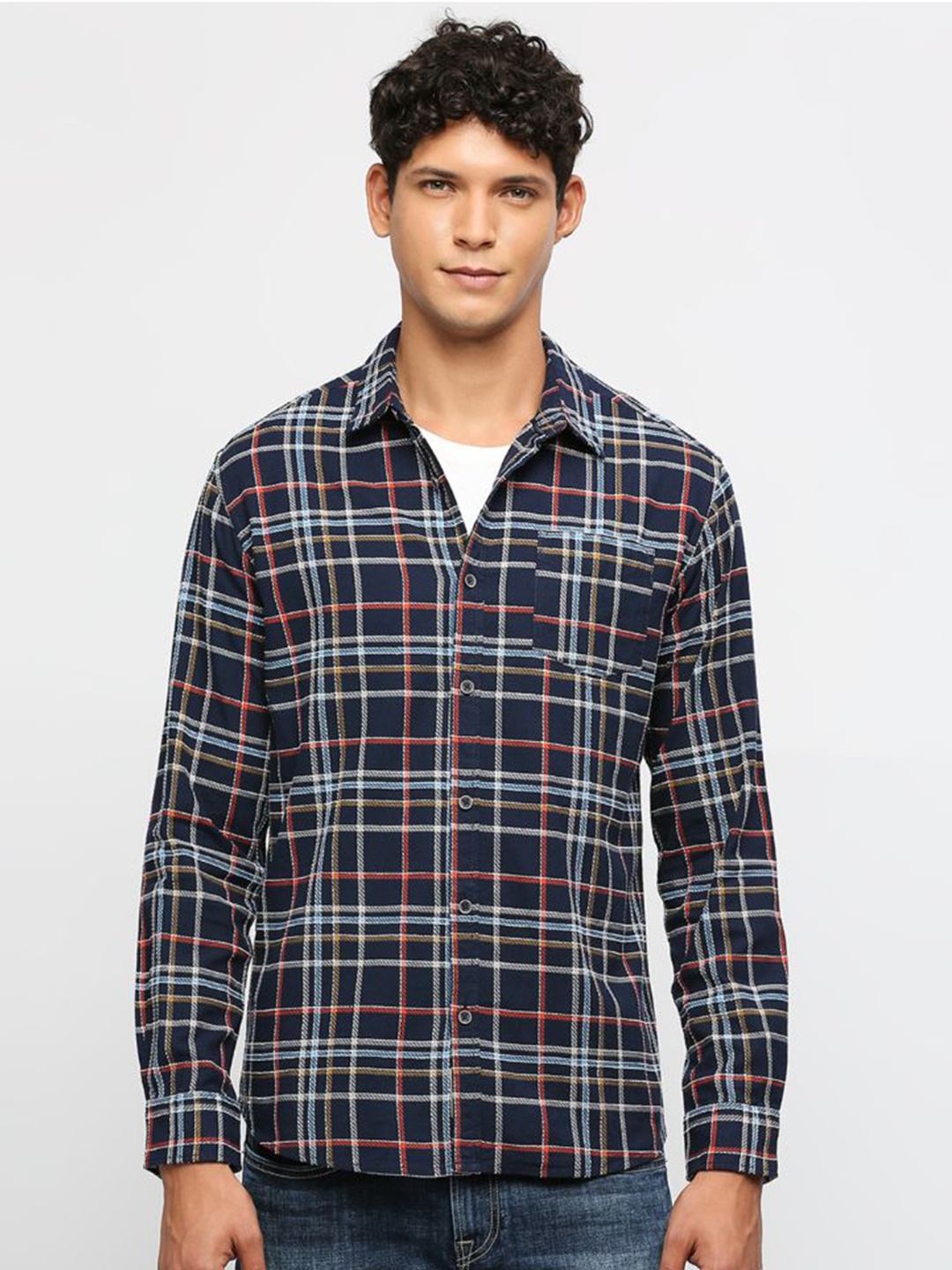 

Pepe Jeans Checked Pure Cotton Casual Shirt, Blue