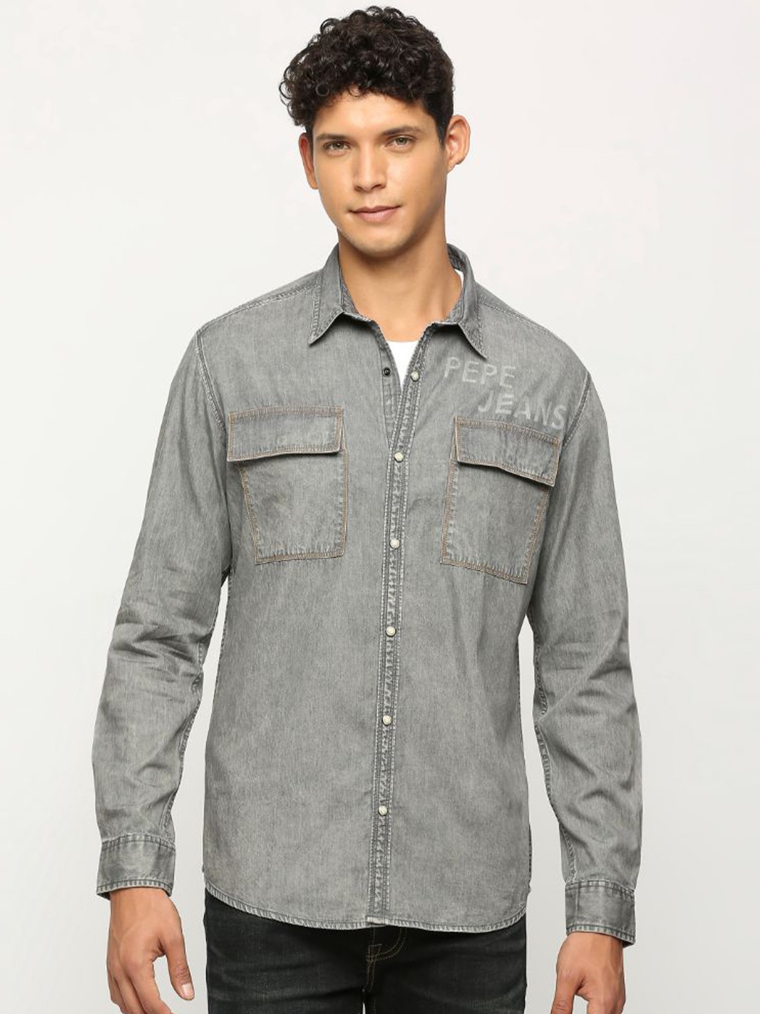 

Pepe Jeans Opaque Pure Cotton Casual Shirt, Grey