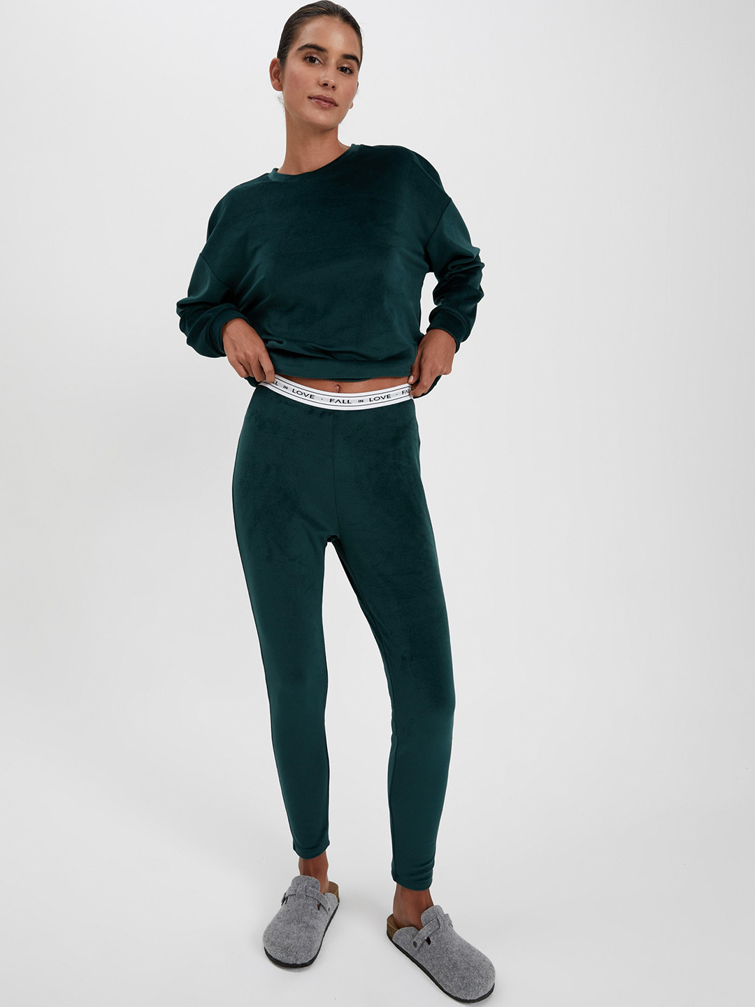 

DeFacto Women Ankle Length Mid-Rise Tights, Green