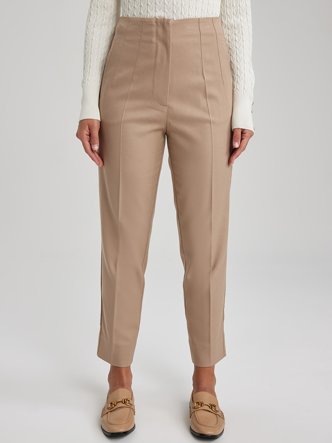 

DeFacto Women Regular Fit Trousers, Beige