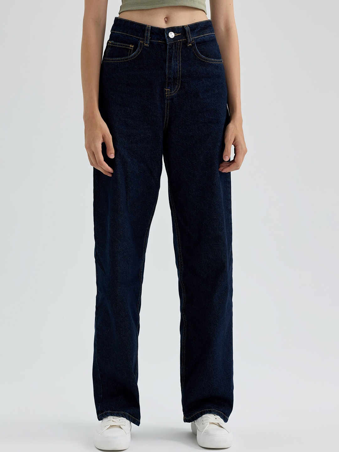 

DeFacto Women Mid Rise Pure Cotton Trousers, Na