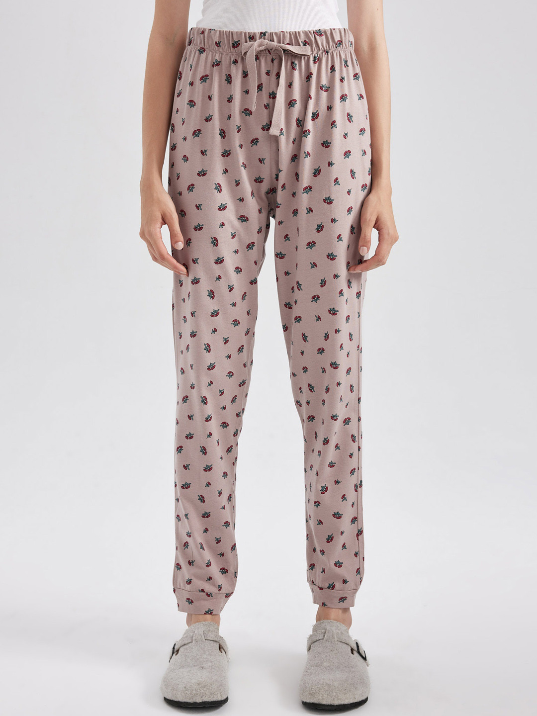 

DeFacto Women Printed Cotton Trousers, Mauve