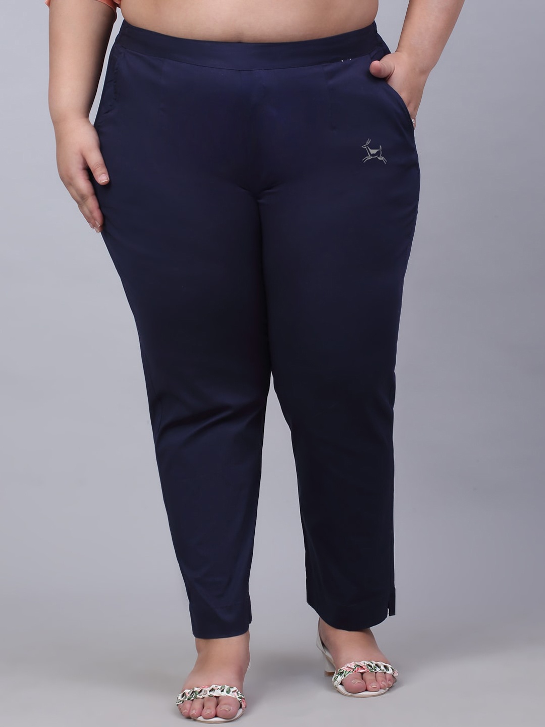 

Trend Level Women Plus Size Original Easy Wash Trousers, Navy blue