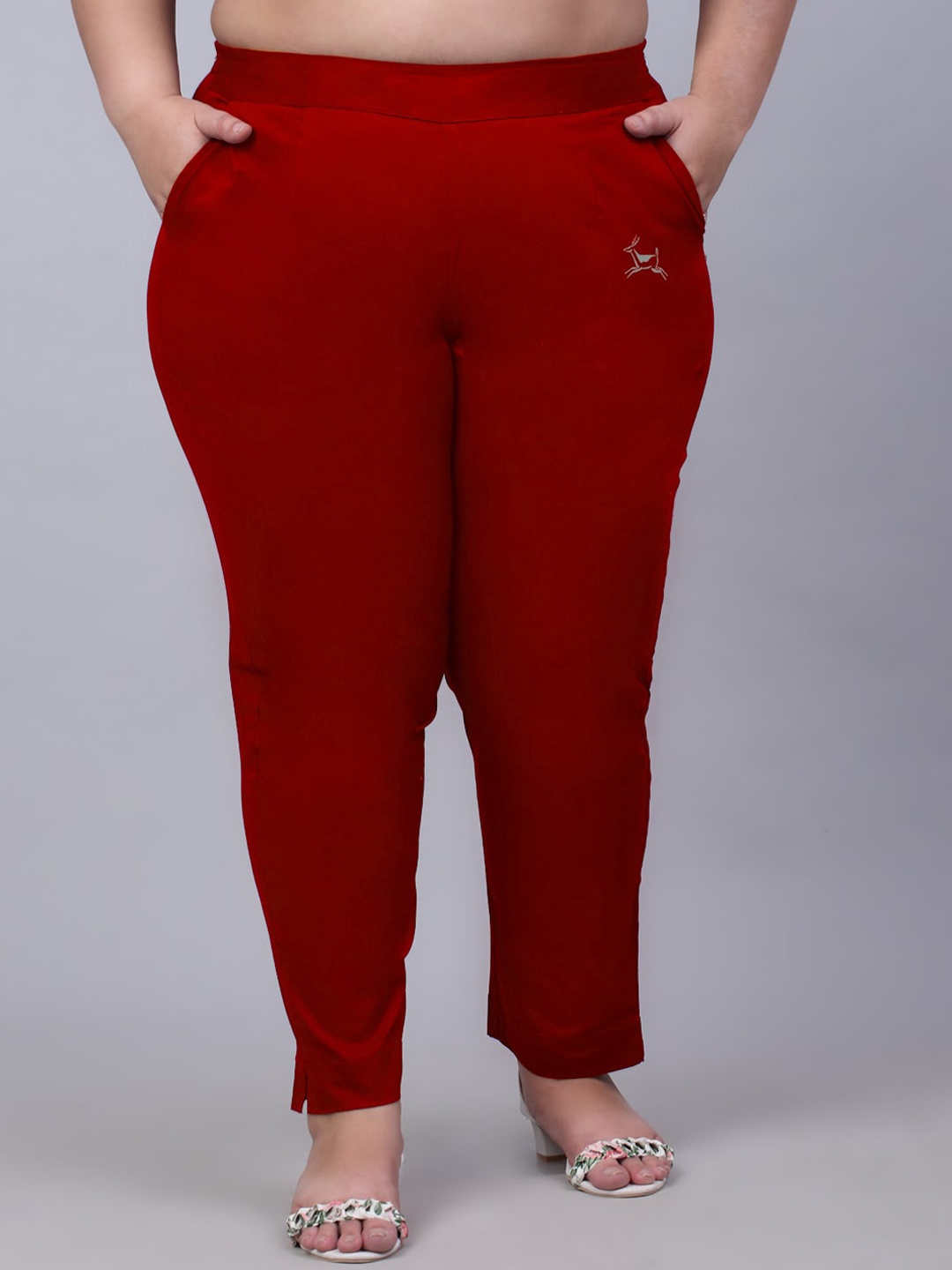 

Trend Level Women Plus Size Original Easy Wash Trousers, Red