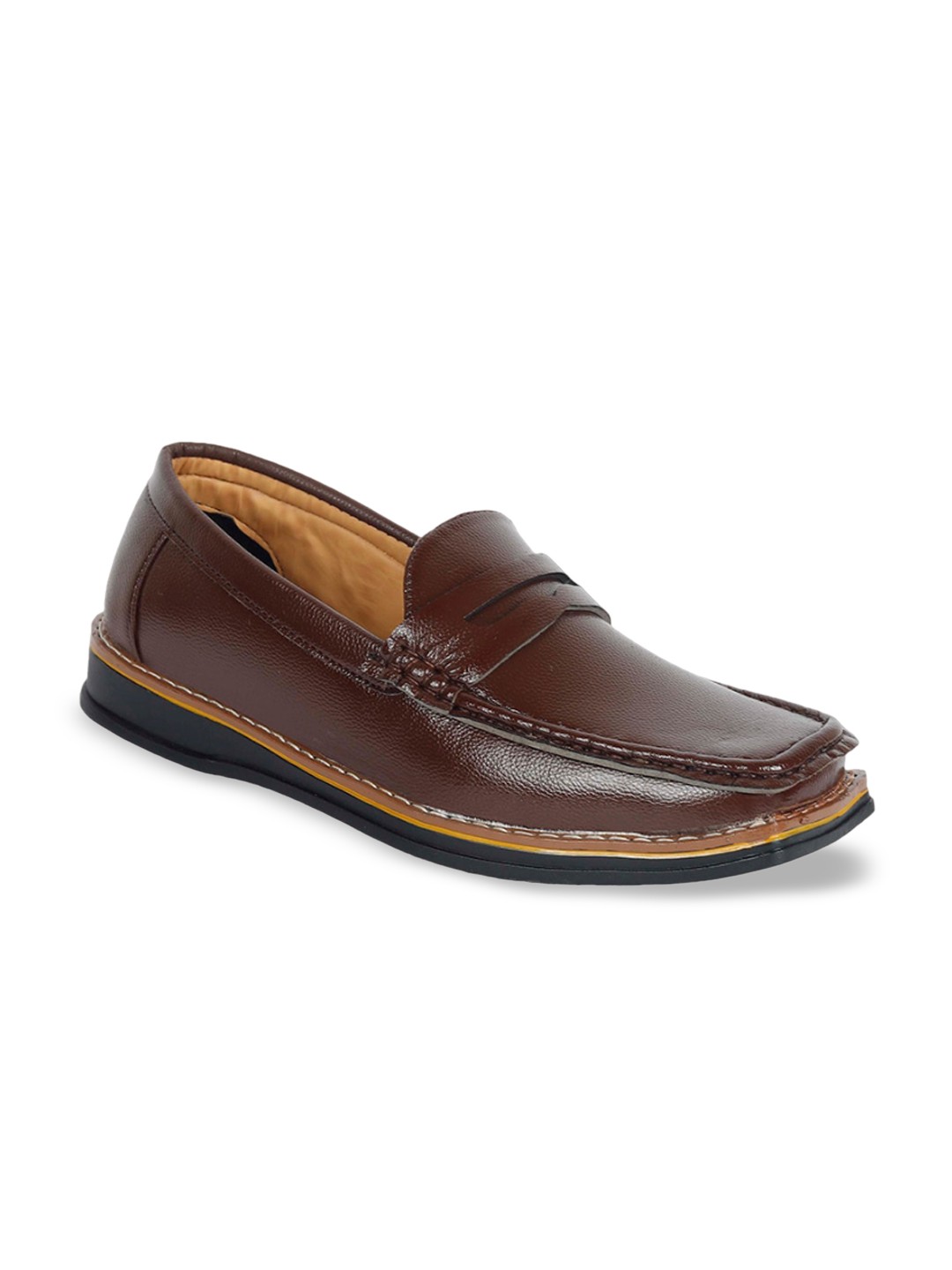 

FOUR STAR TRUCK SALES Men Square Toe Penny Loafers, Brown