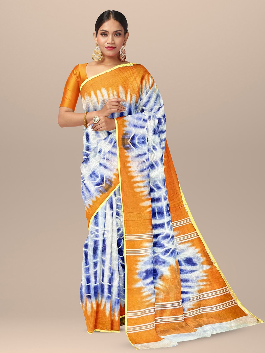 

SARIKA Tie and Dyed Pure Cotton Saree, Yellow