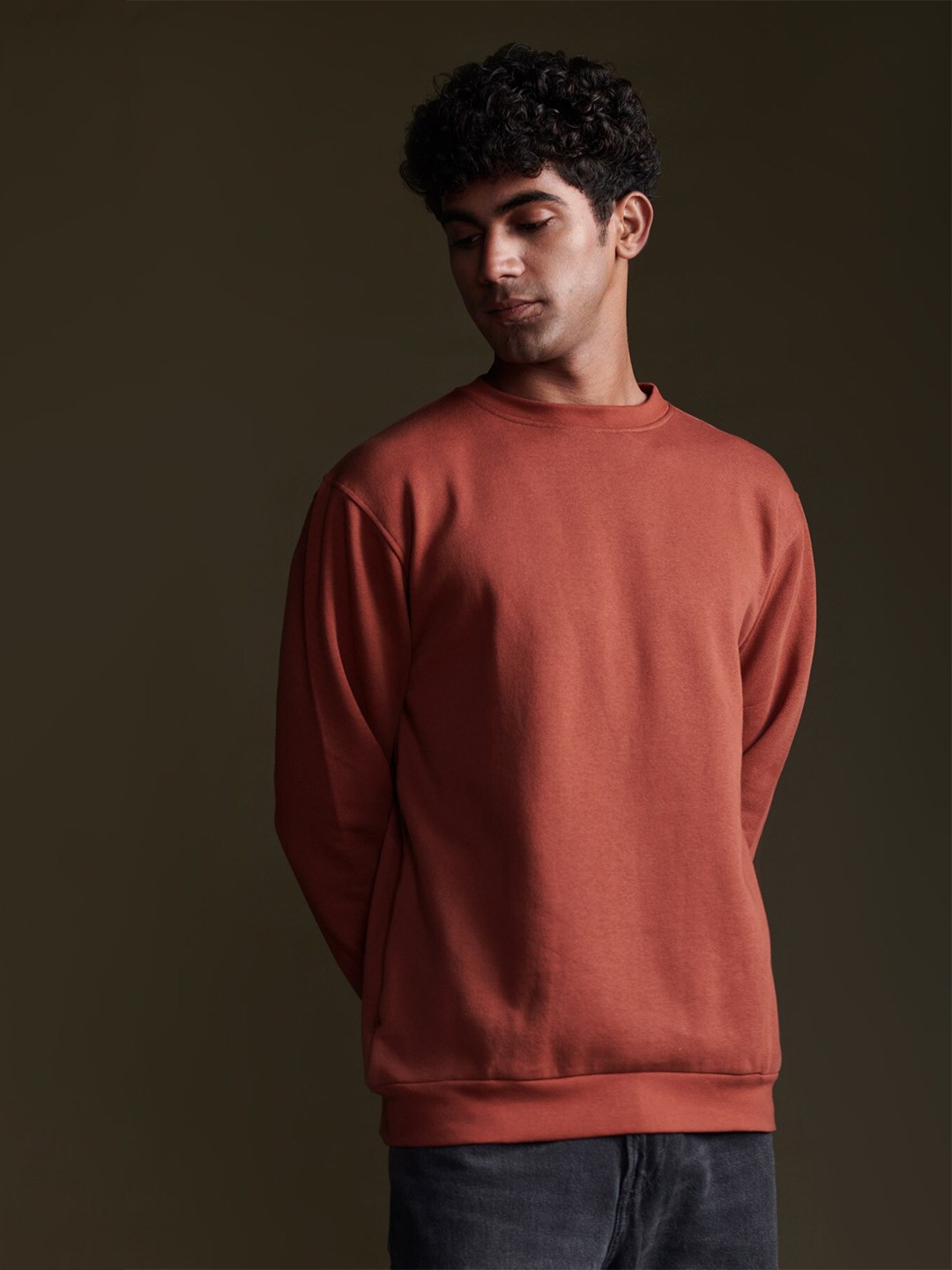 

Beyours Round Neck Cotton Sweatshirt, Orange