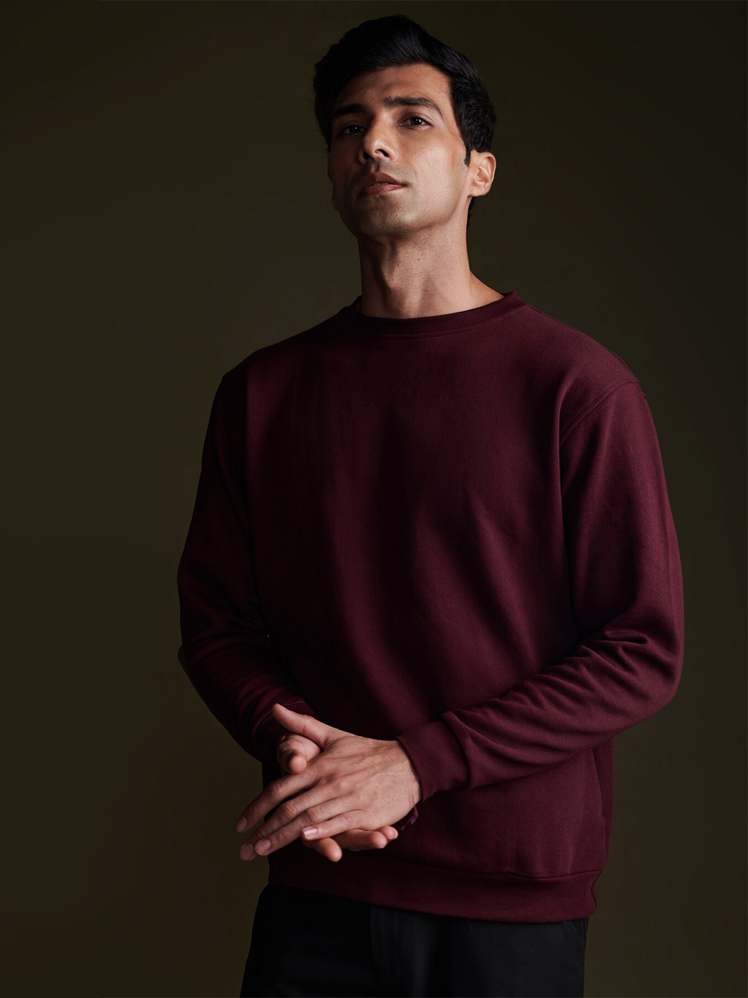 

Beyours Round Neck Cotton Sweatshirt, Maroon