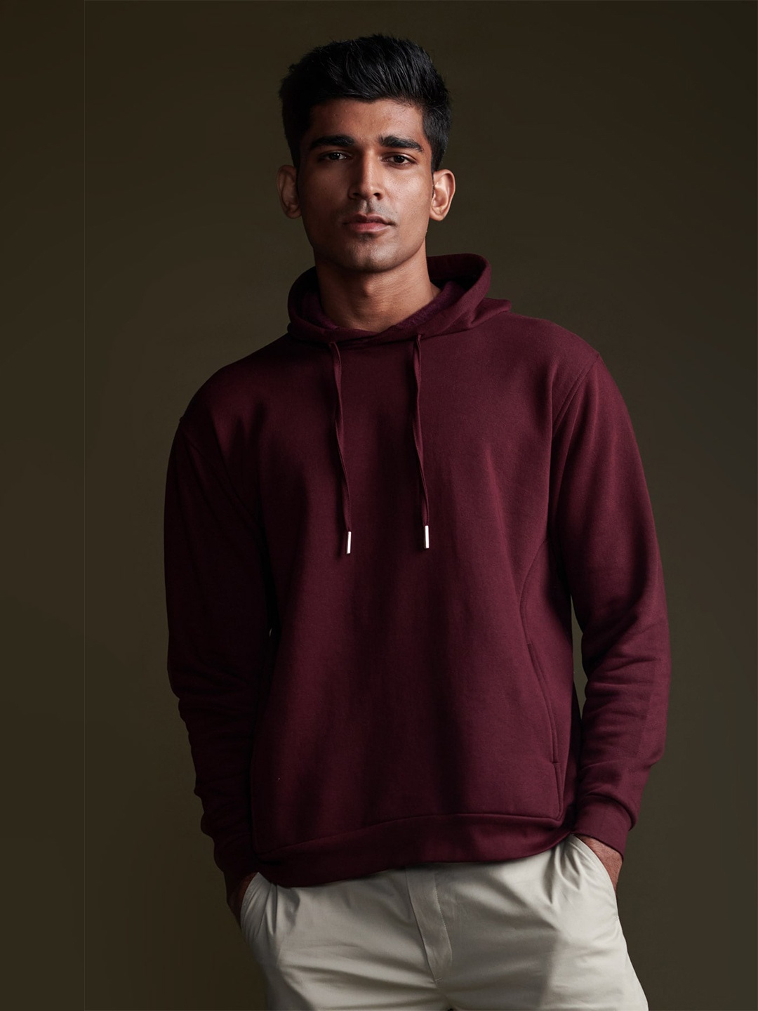

Beyours Hooded Cotton Sweatshirt, Maroon