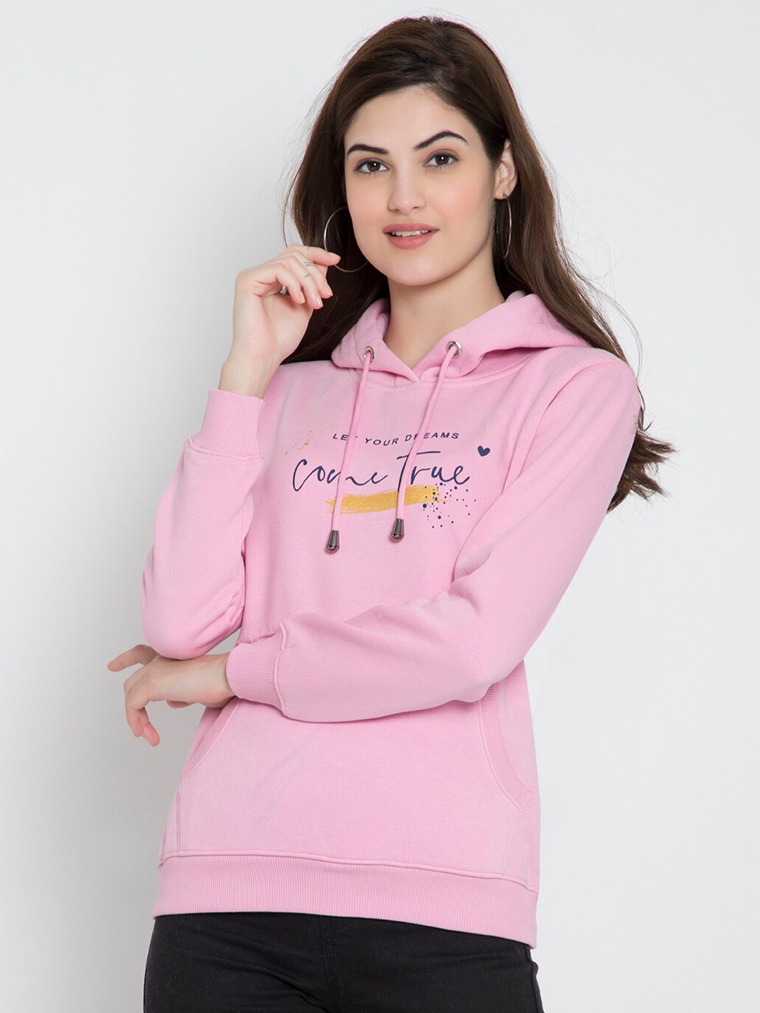 

FLOSBERRY Printed Hooded Fleece Sweatshirt, Pink