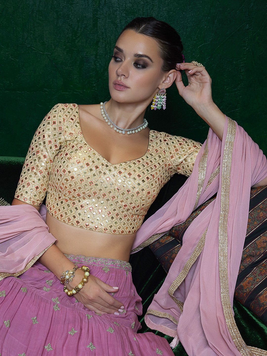 

Soch Embellished Saree Blouse, Beige