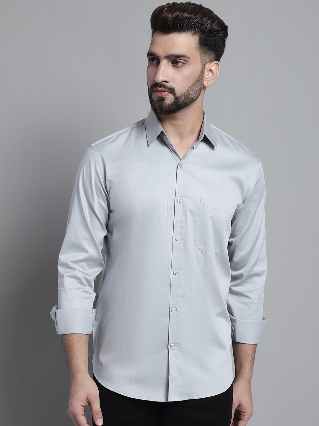 

JAINISH Classic Spread Collar Casual Shirt, Grey