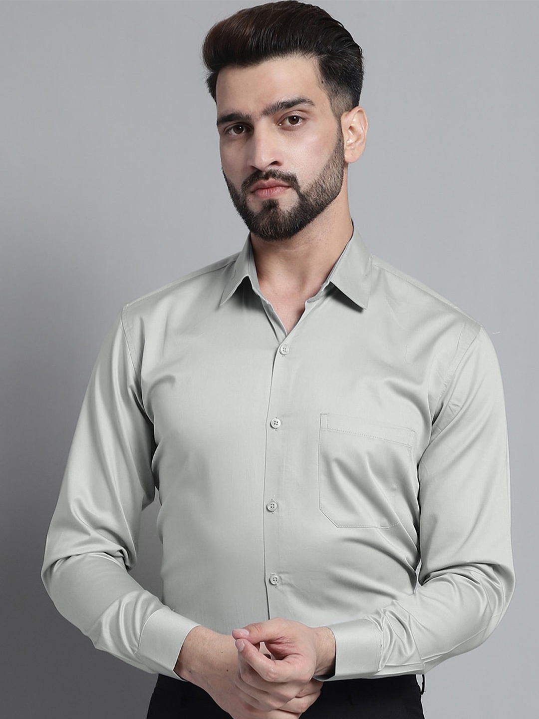 

JAINISH Classic Spread Collar Formal Shirt, Grey