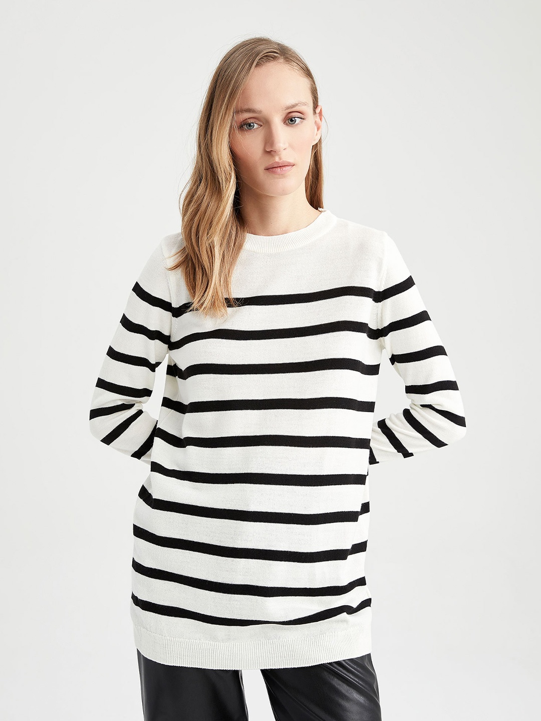 

DeFacto Striped Pullover Sweater, White