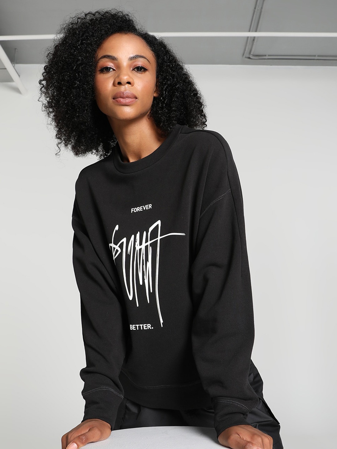 

Puma Classics Graphic-Printed Cotton Sweatshirt, Black