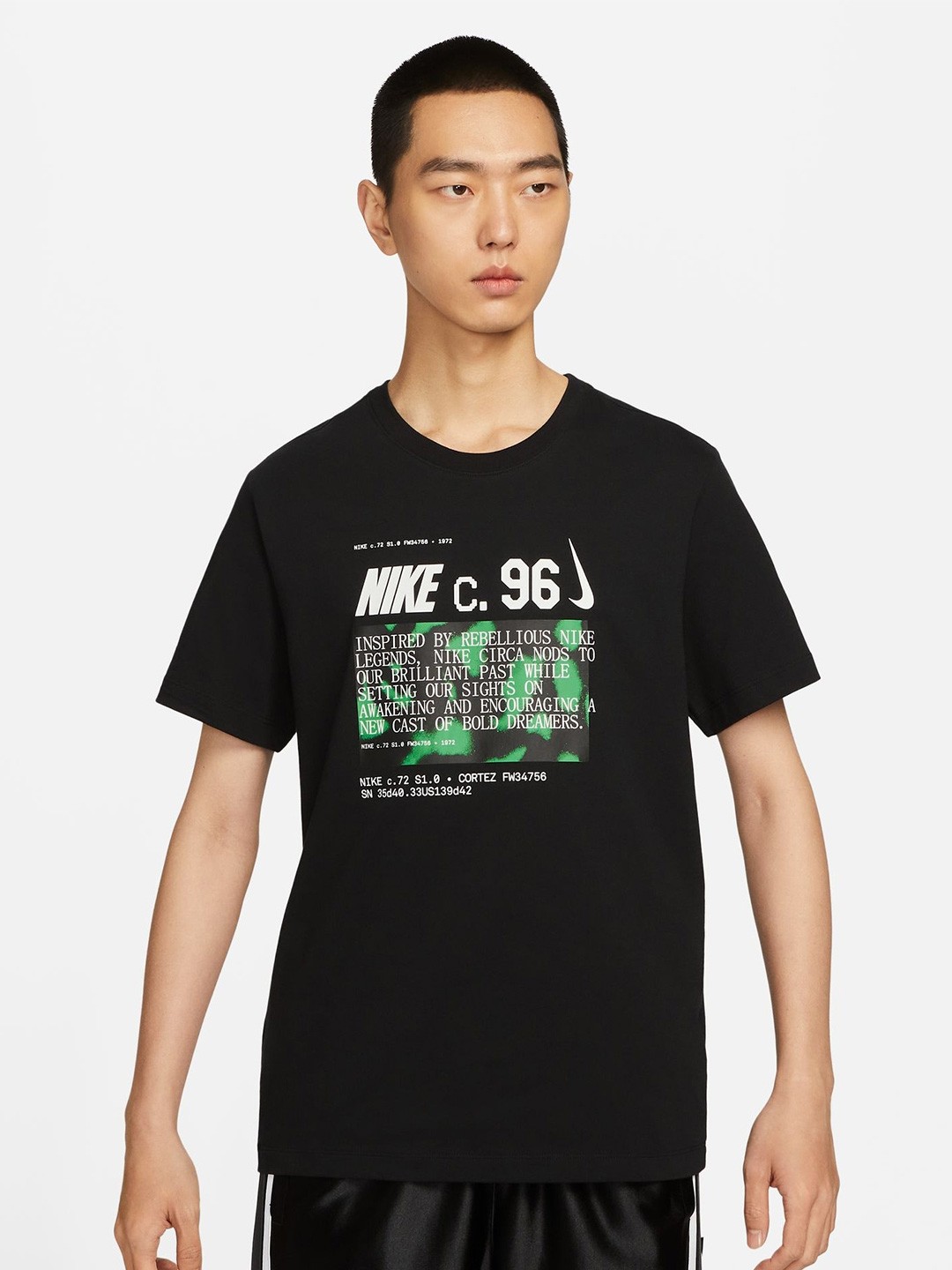 

Nike Graphic Printed Round Neck Cotton T-Shirt, Black