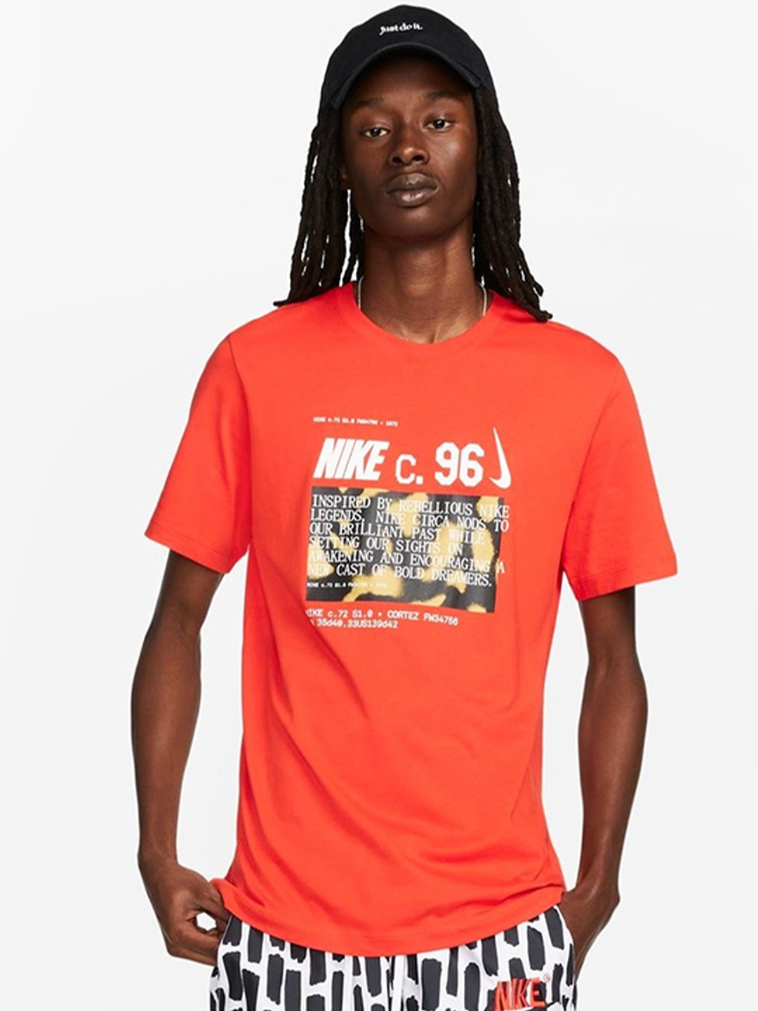 

Nike Graphic Printed Round Neck Cotton T-Shirt, Red