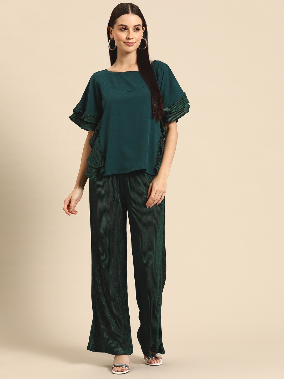

WoowZerz Women Top & Palazzo Co-ords, Green