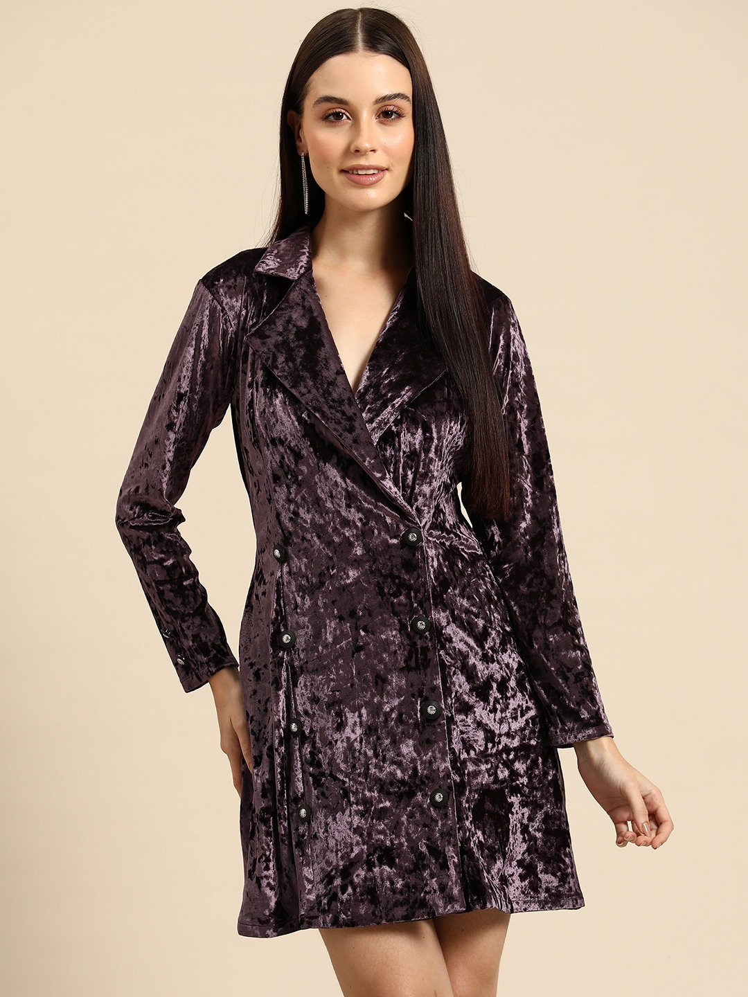 

WoowZerz Velvet Formal Mini Dress, Purple