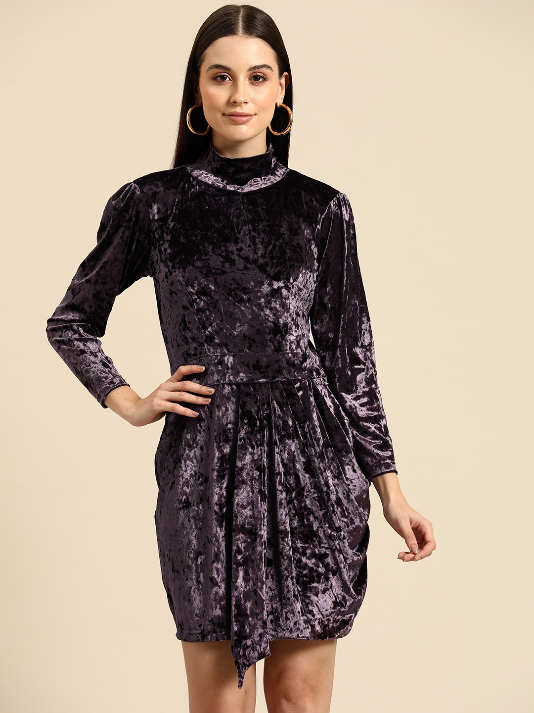 

WoowZerz Velvet Bodycon Dress, Purple
