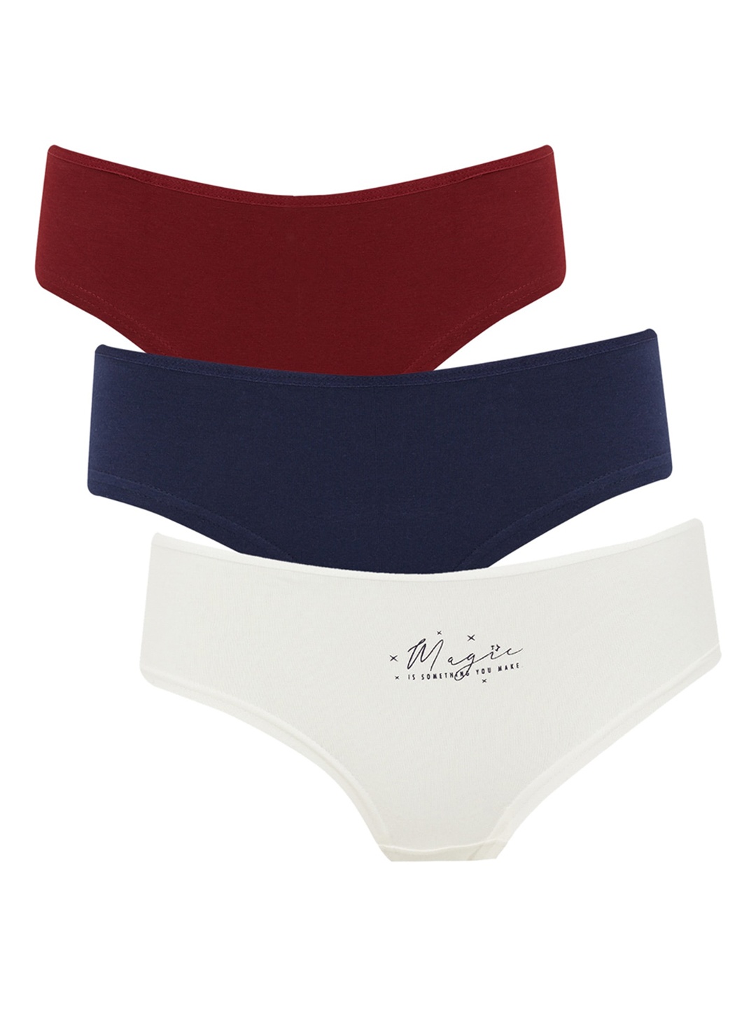

DeFacto Pack Of 3 Typography Printed Mid Rise Basic Briefs, White
