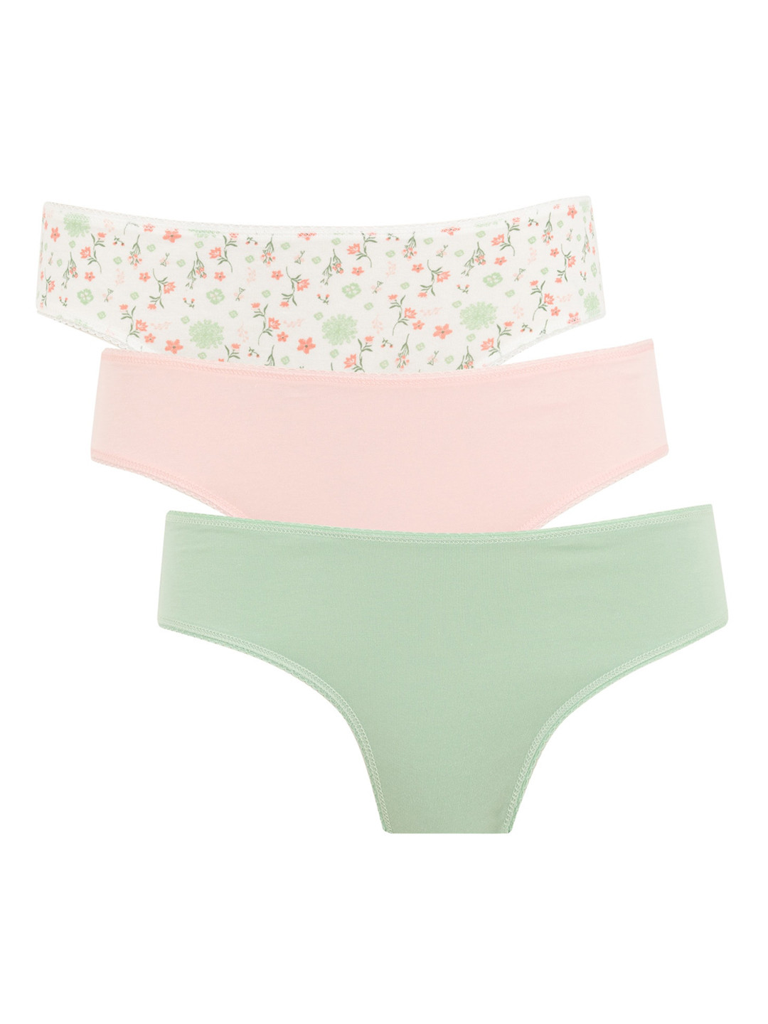 

DeFacto Pack Of 3 Floral Printed Briefs, Green