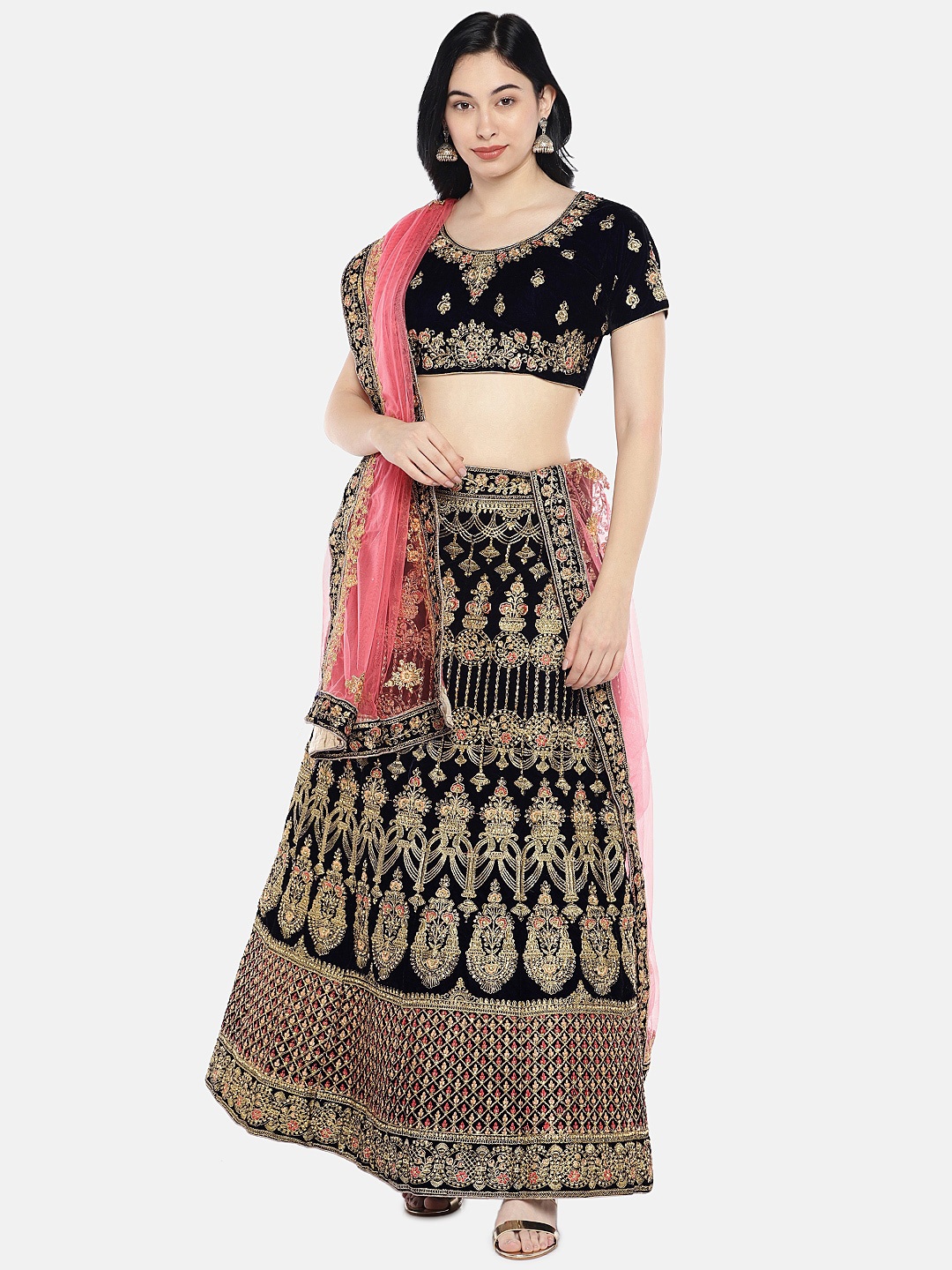 

Ishin Ethnic Motifs Embroidered Semi-Stitched Lehenga Choli, Blue