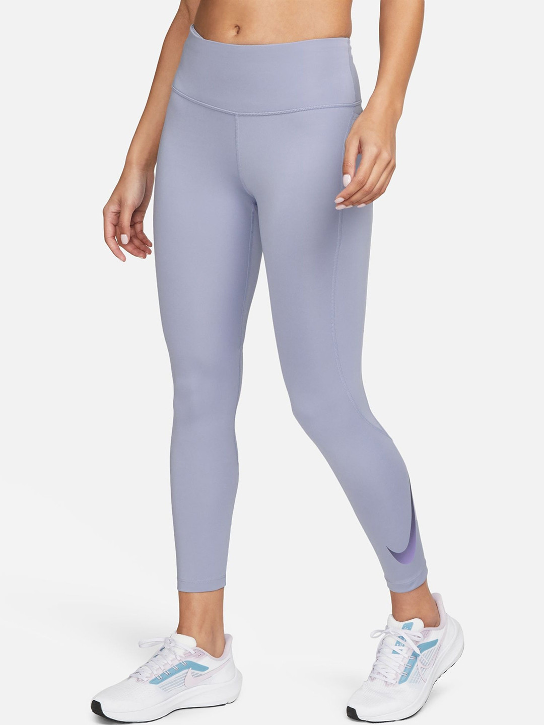 

Nike Women Fast Mid-Rise 7/8 Dri-FIT Swoosh Running Tights with Back Pocket, Lavender