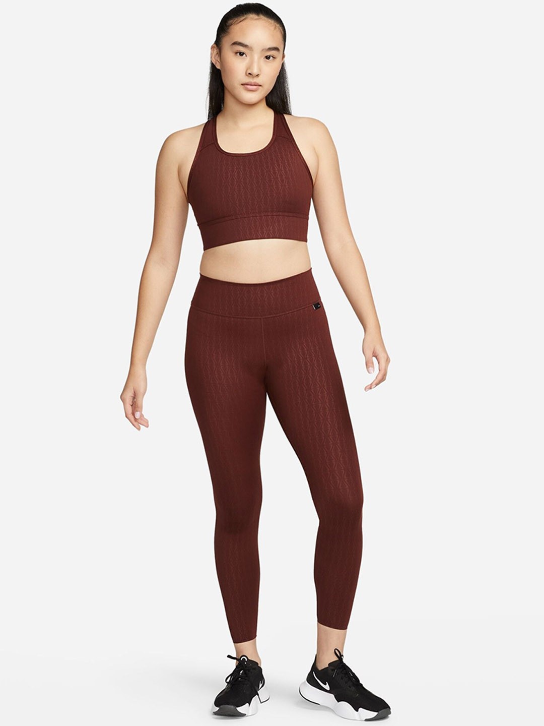 

Nike One Luxe Women Printed Mid-Rise Slim-Fit Ankle-Length Sports Tights, Maroon