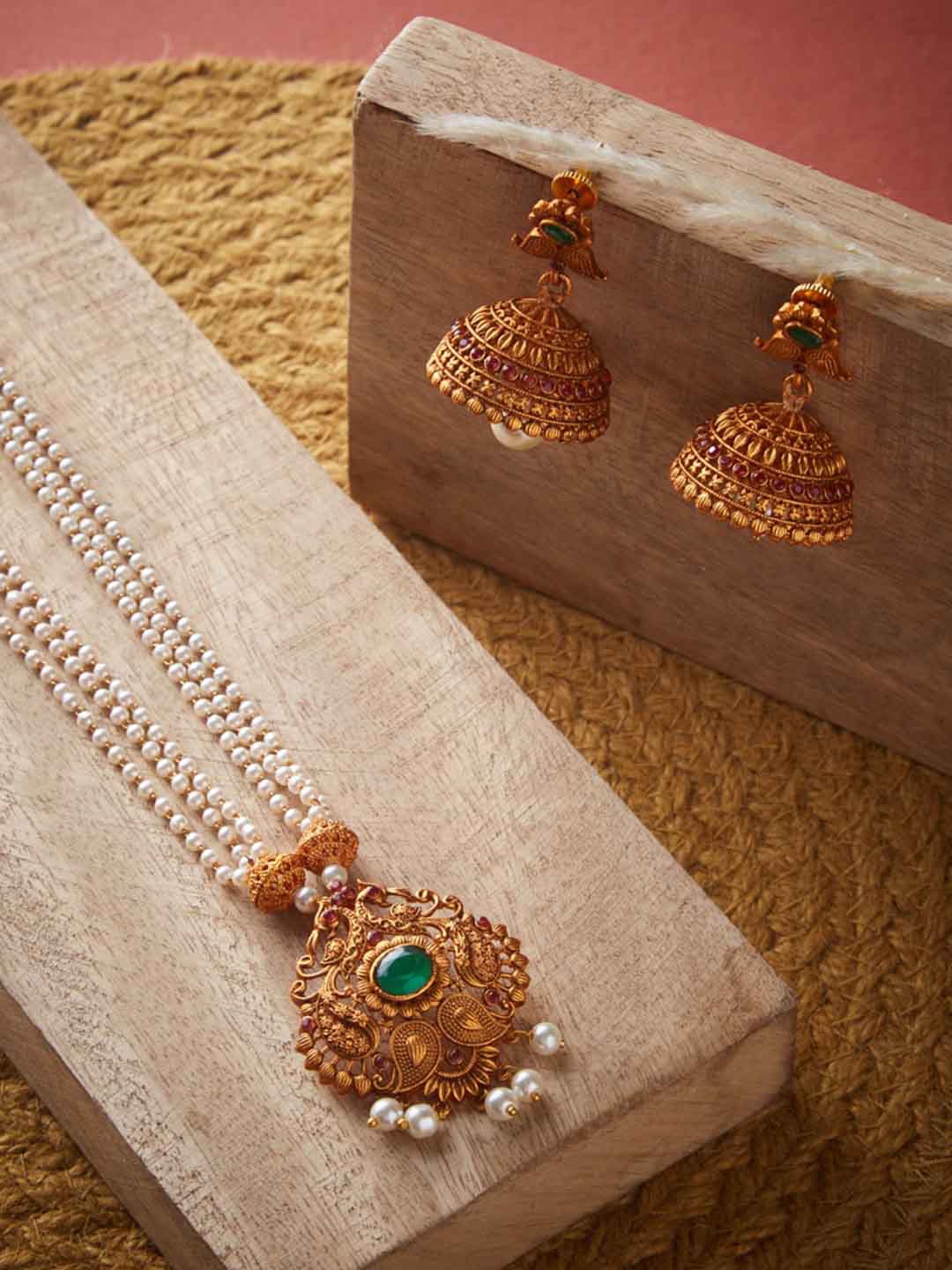 

ATIBELLE Gold-Plated Stone Studded Jewellery Set