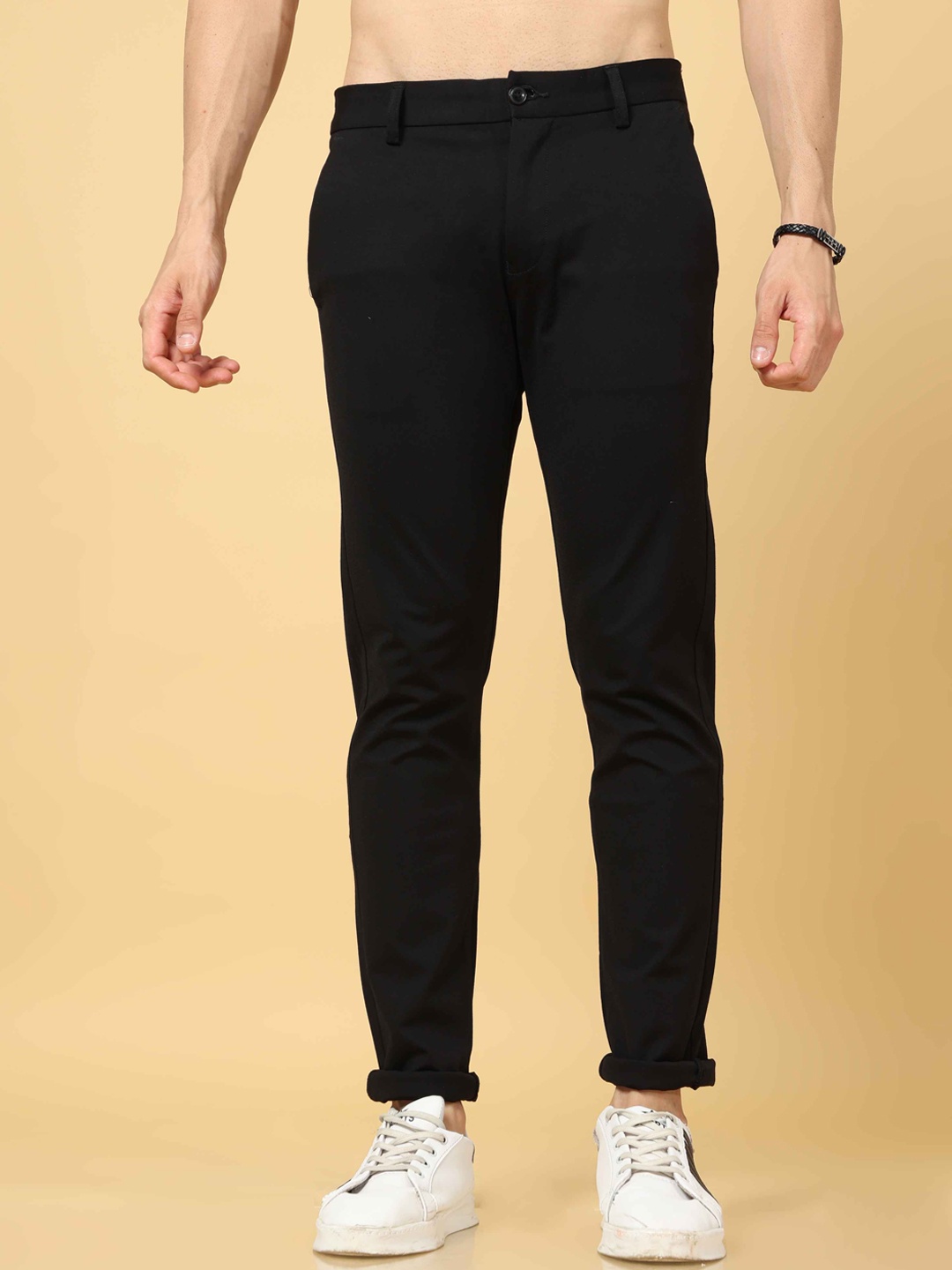 

Tailoraedge Men Mid-Rise Comfort Trousers, Black