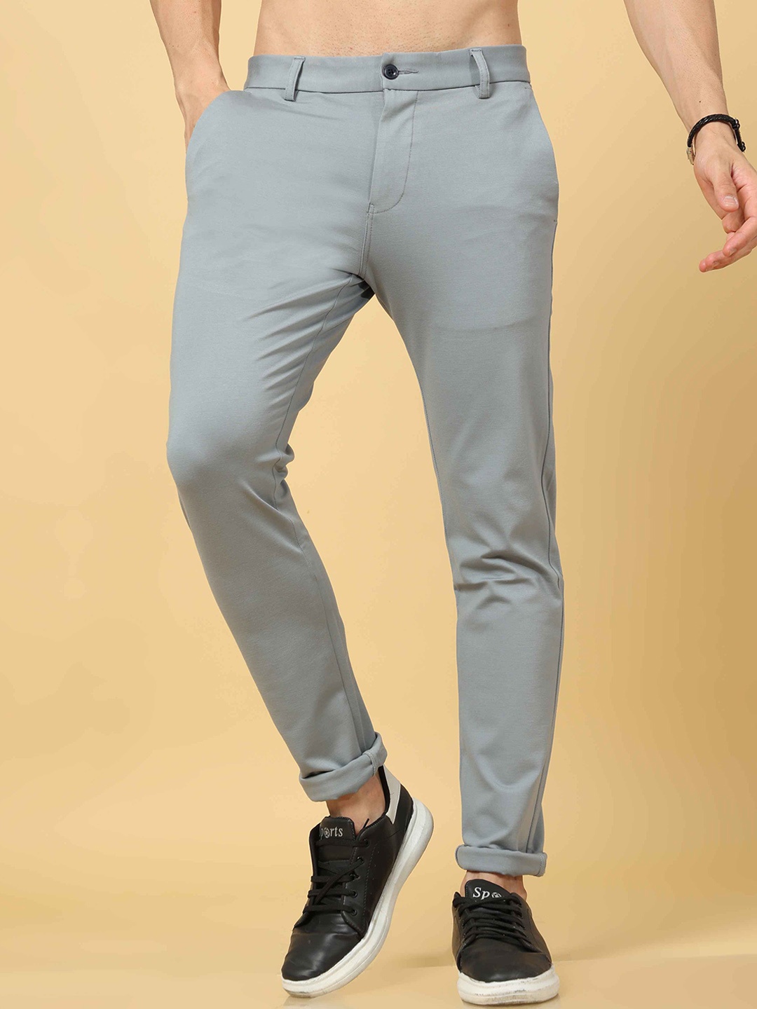 

Tailoraedge Men Comfort Mid-Rise Trousers, Grey