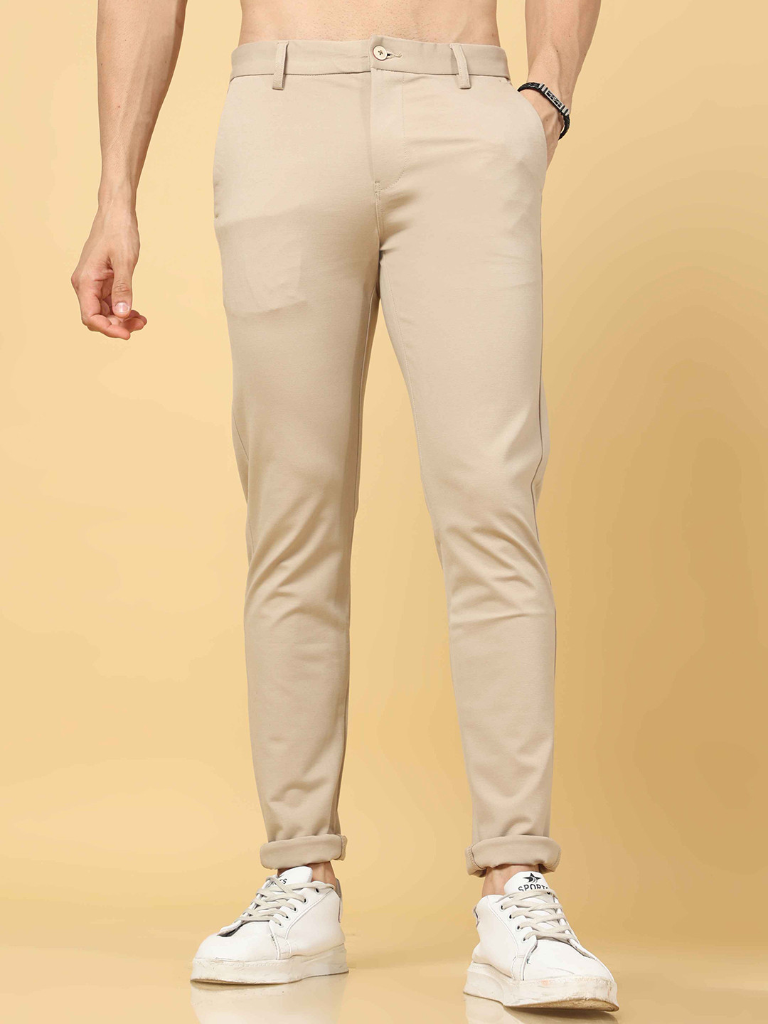 

Tailoraedge Men Mid-Rise Comfort Trousers, Beige
