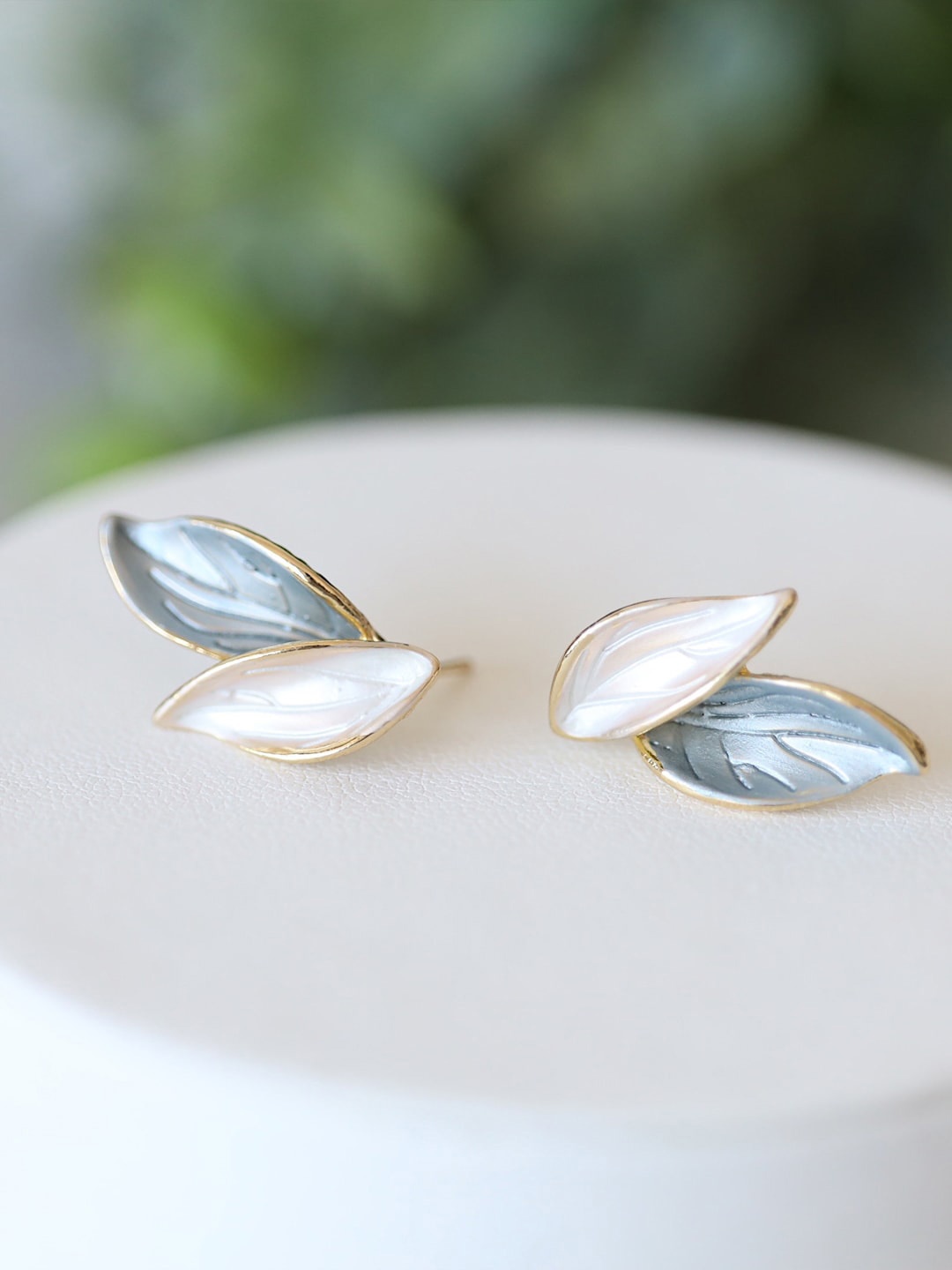 

VAGHBHATT Gold Plated Leaf Shape Stud Earrings