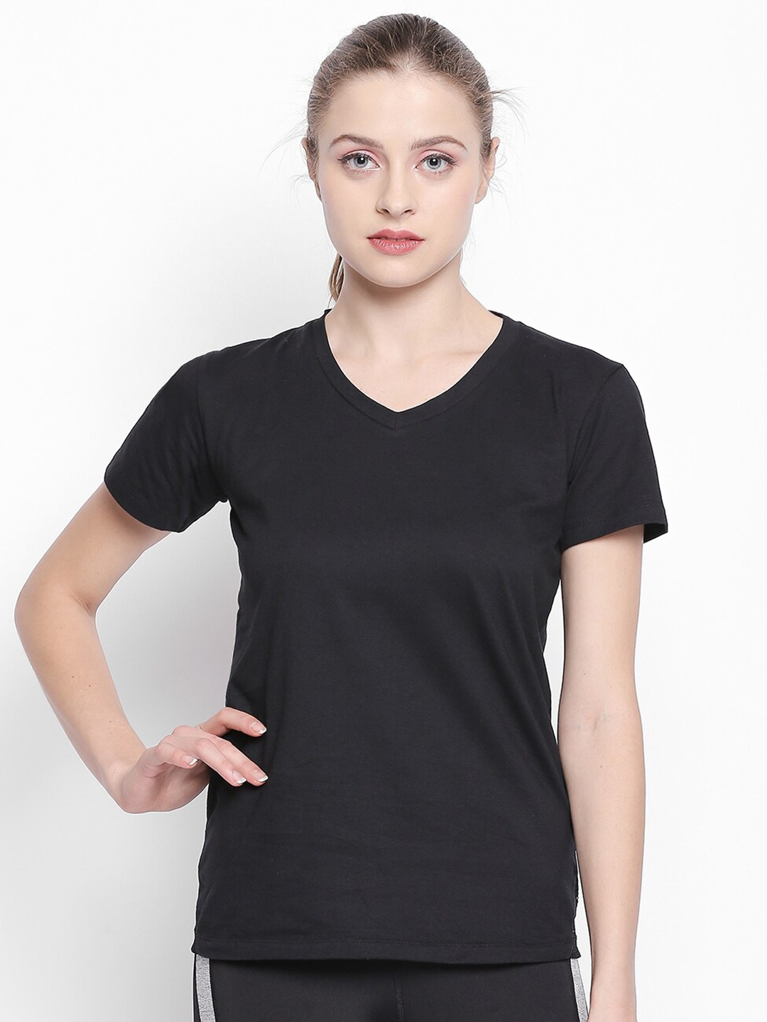 

Tuna London V-Neck Training or Gym Cotton T-shirt, Black