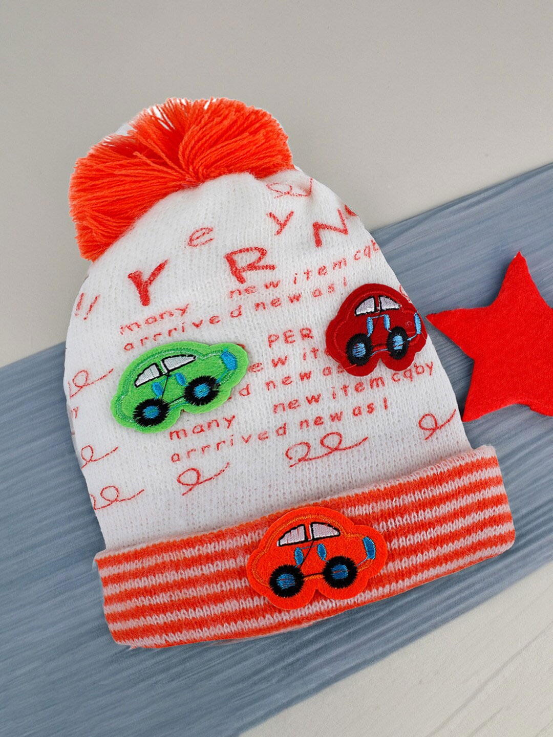 

Baby Moo Kids Printed Woollen Beanie, Orange
