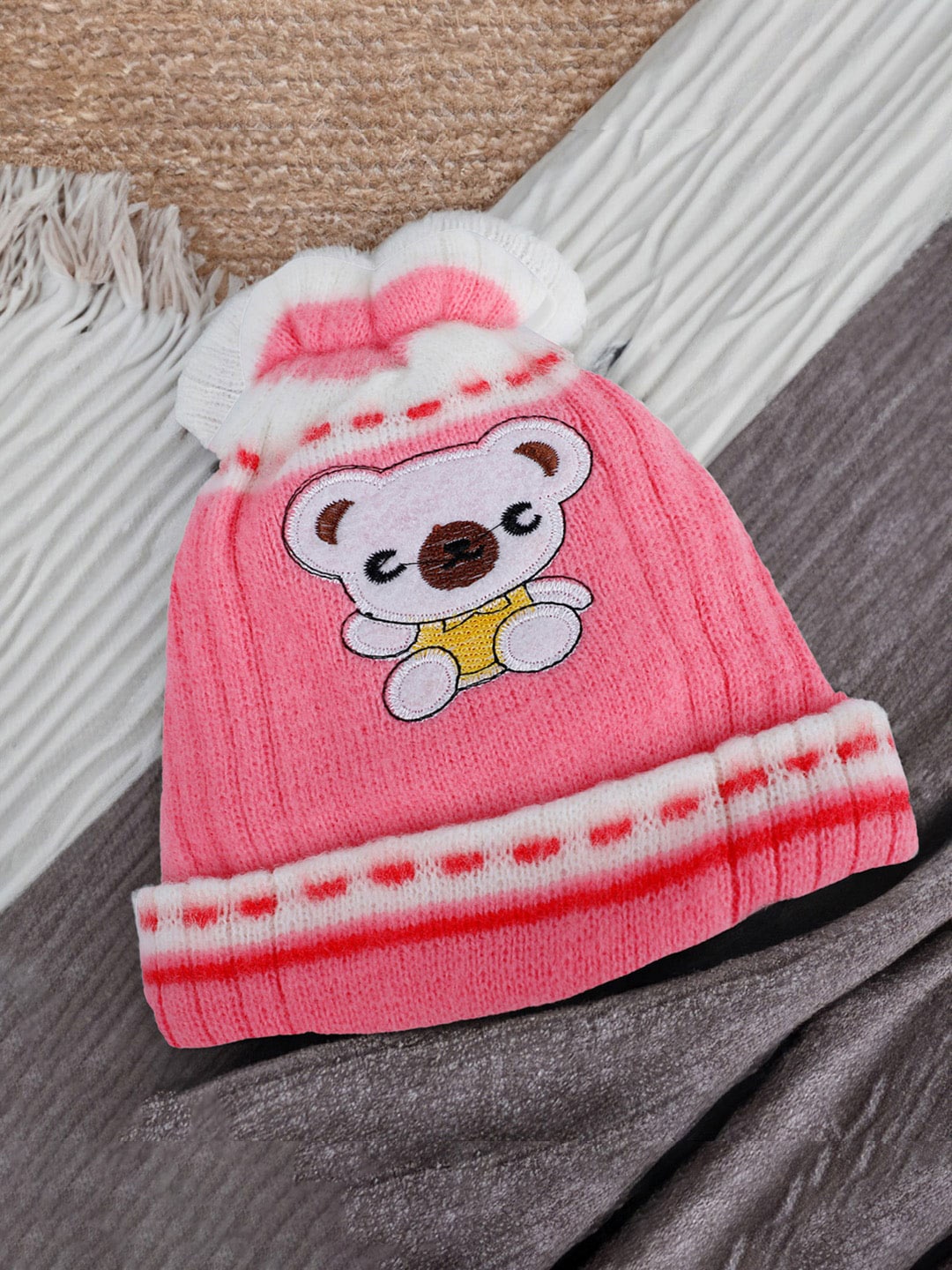 

Baby Moo Kids Woollen Beanie, Pink