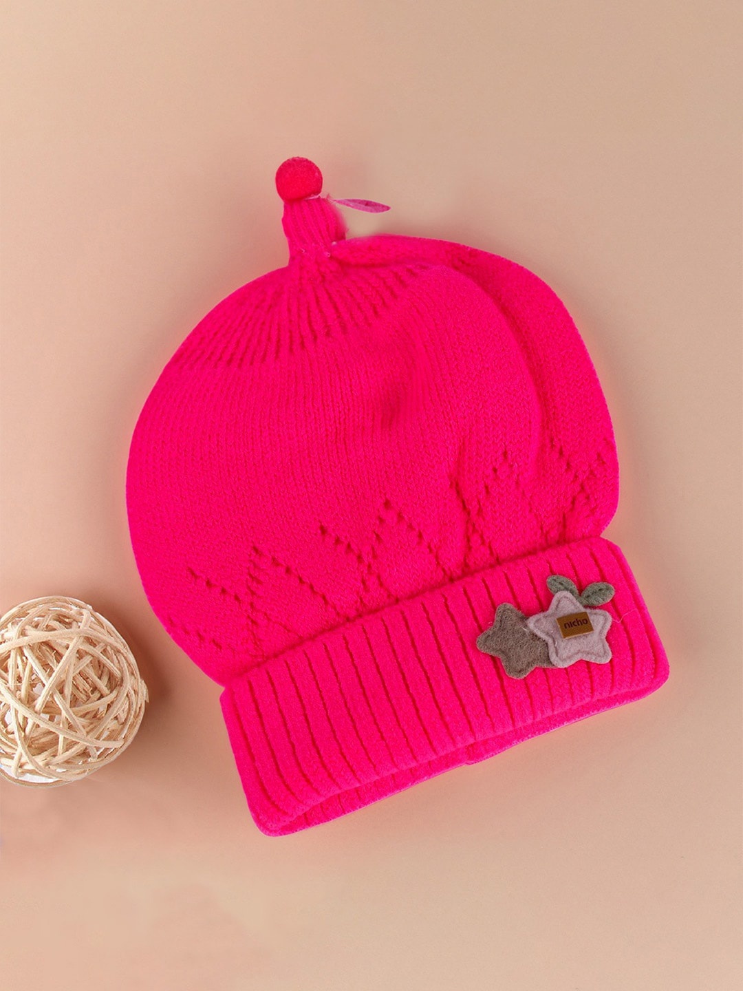

Baby Moo Kids Self Design Woollen Beanie, Magenta