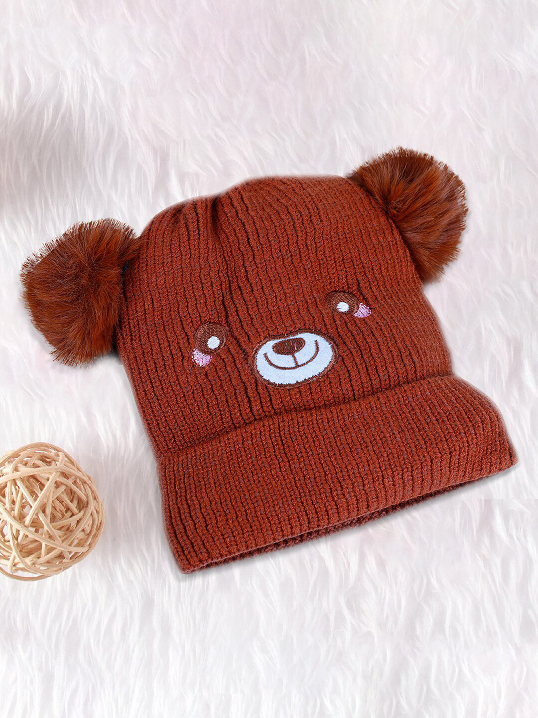 

Baby Moo Kids Self Design Woollen Beanie, Brown