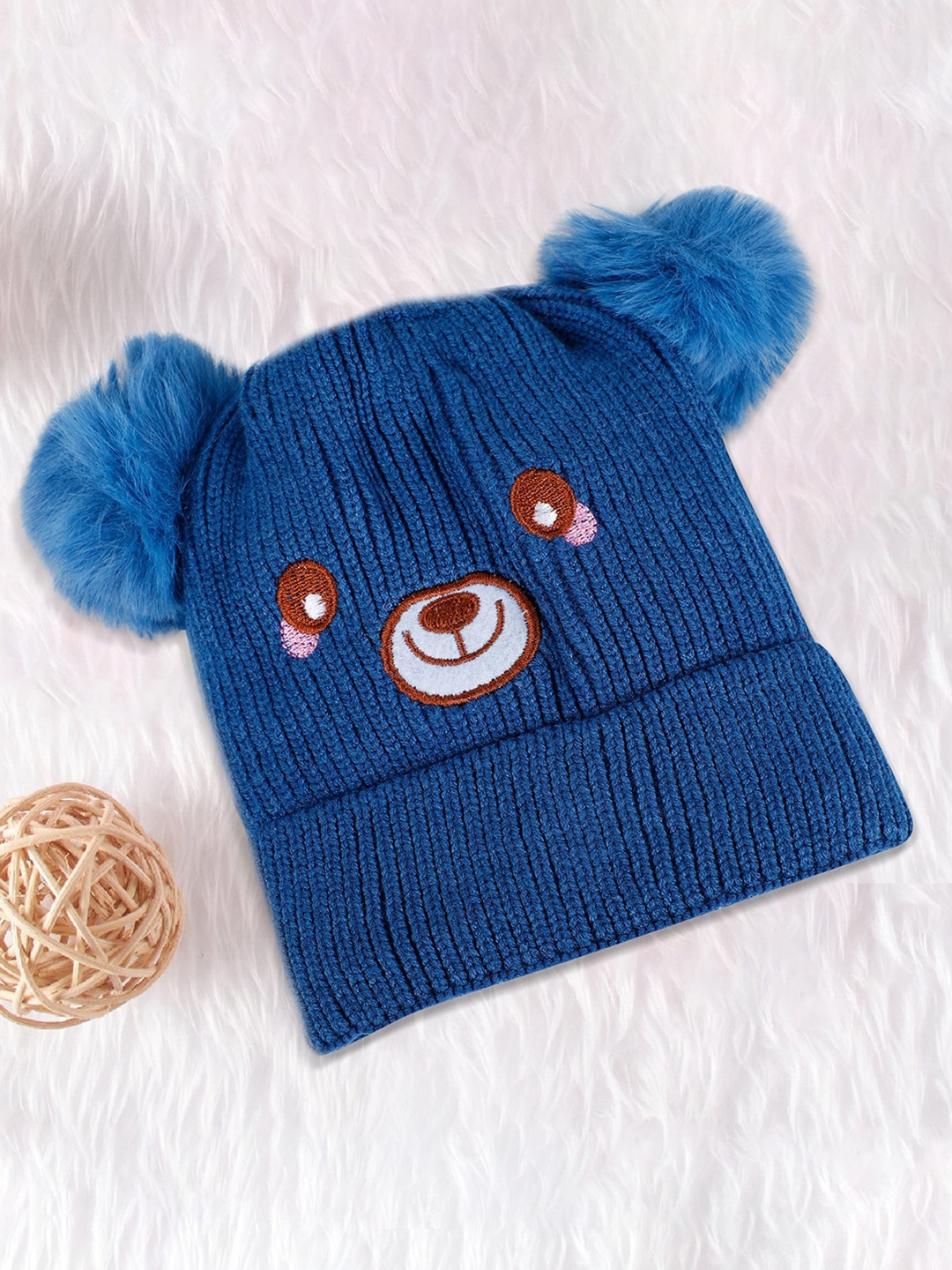 

Baby Moo Kids Self Design Woollen Beanie, Blue